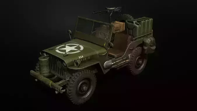 Low poly Willy Army Jeep 1942 Low-poly 3D model