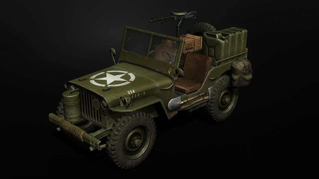 Low poly Willy Army Jeep 1942 Low-poly 3D model_0