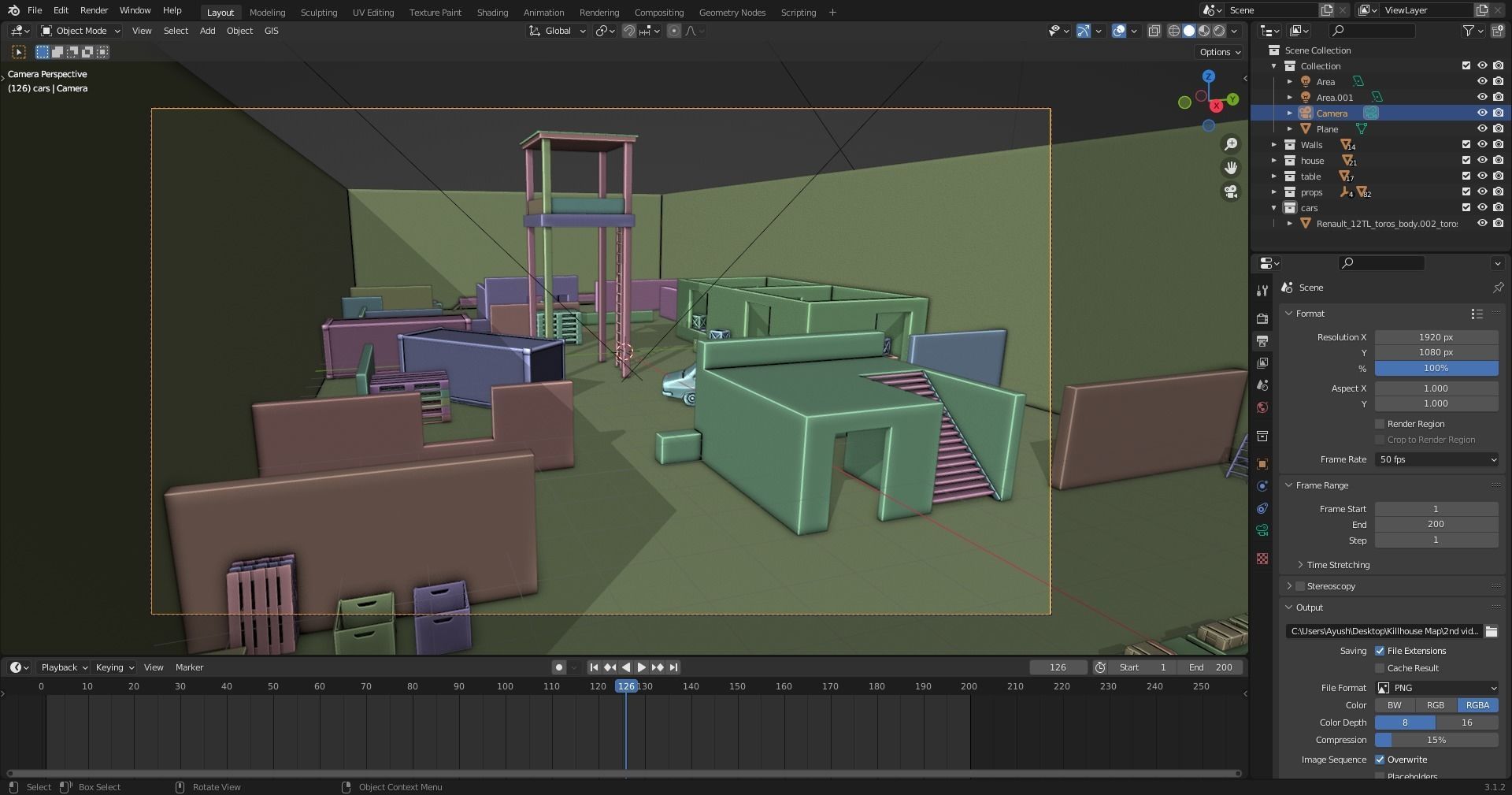 Call of Duty Killhouse Map Free low-poly 3D model_1