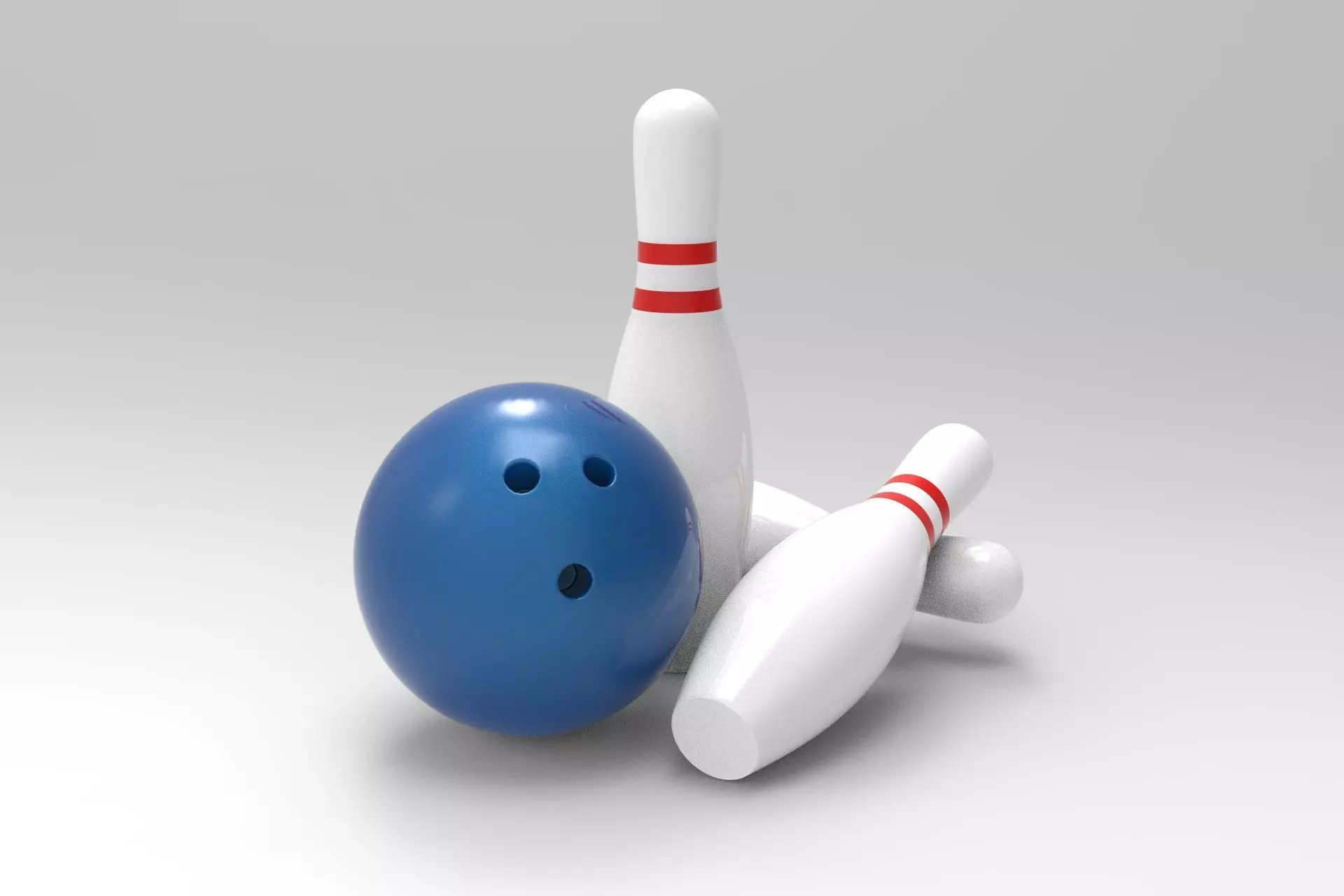 Bowling Set ball and pins Low-poly 3D model