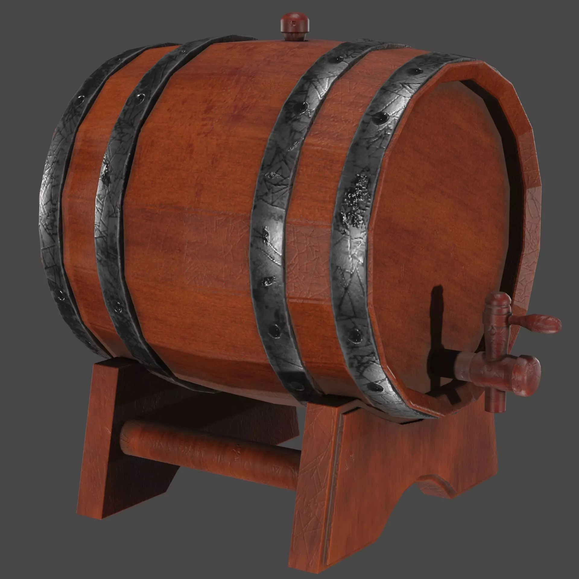 Wine Barrel Low-Poly Free 3D model