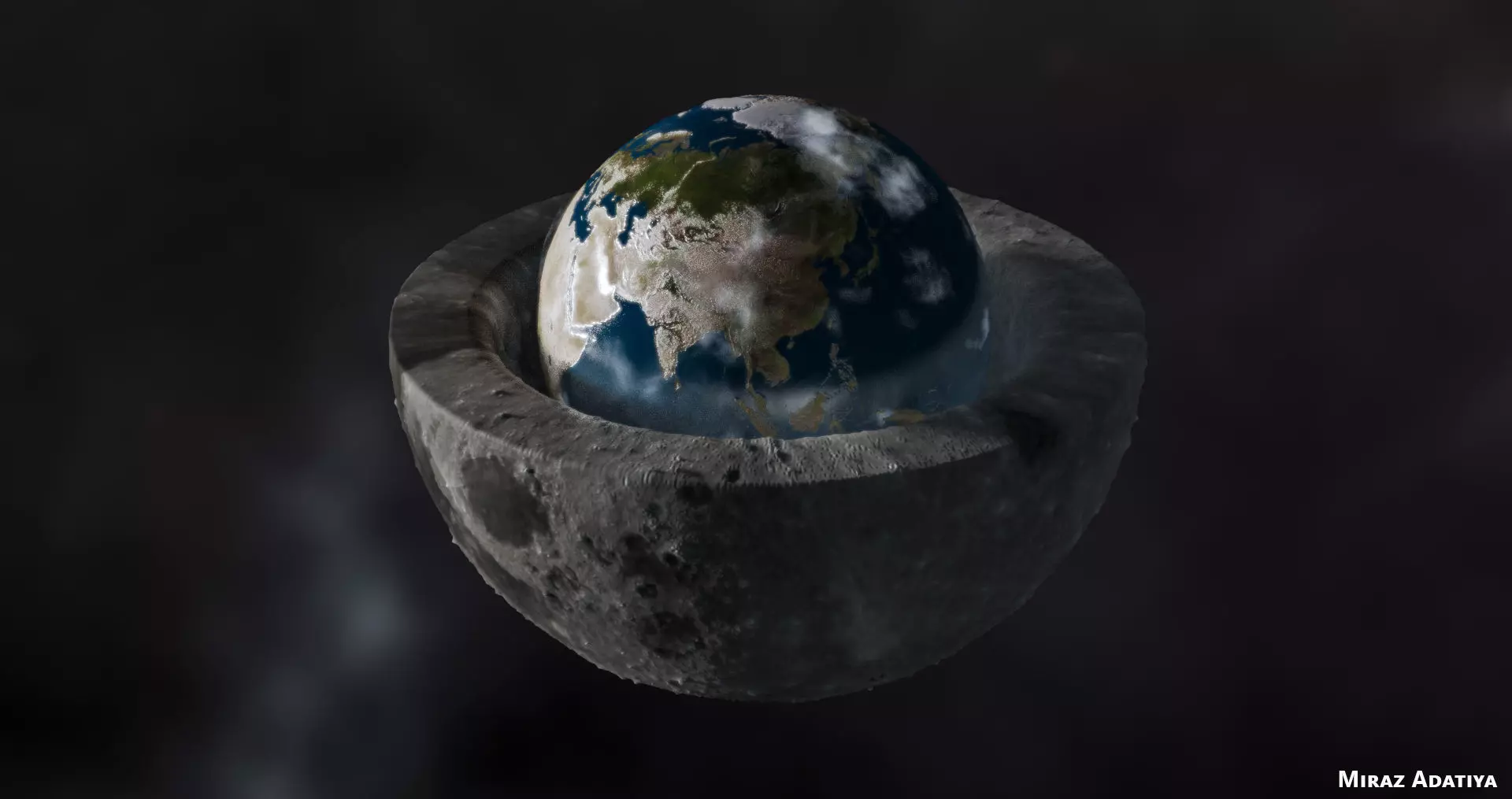 Earth inside of moon Low-poly 3D model_0