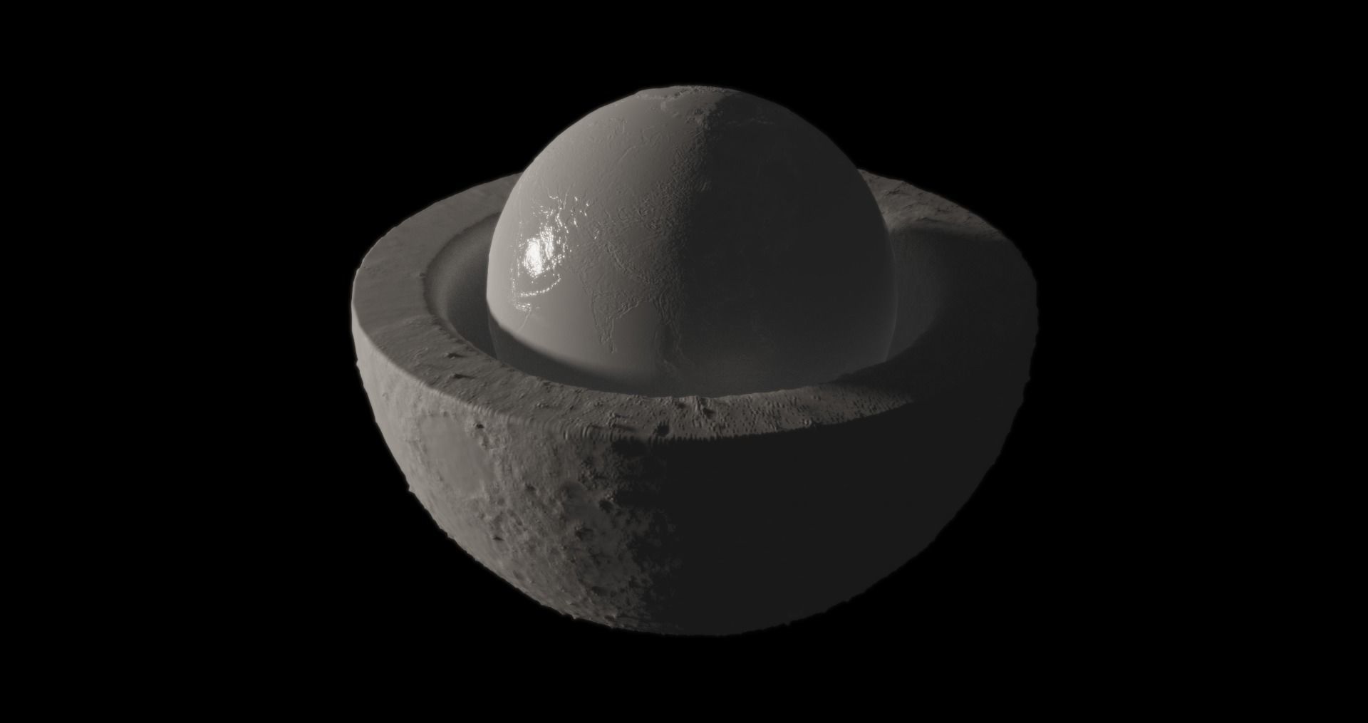 Earth inside of moon Low-poly 3D model_3