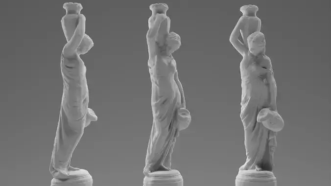 Grecian Woman Statue with jugs 001 3D print model