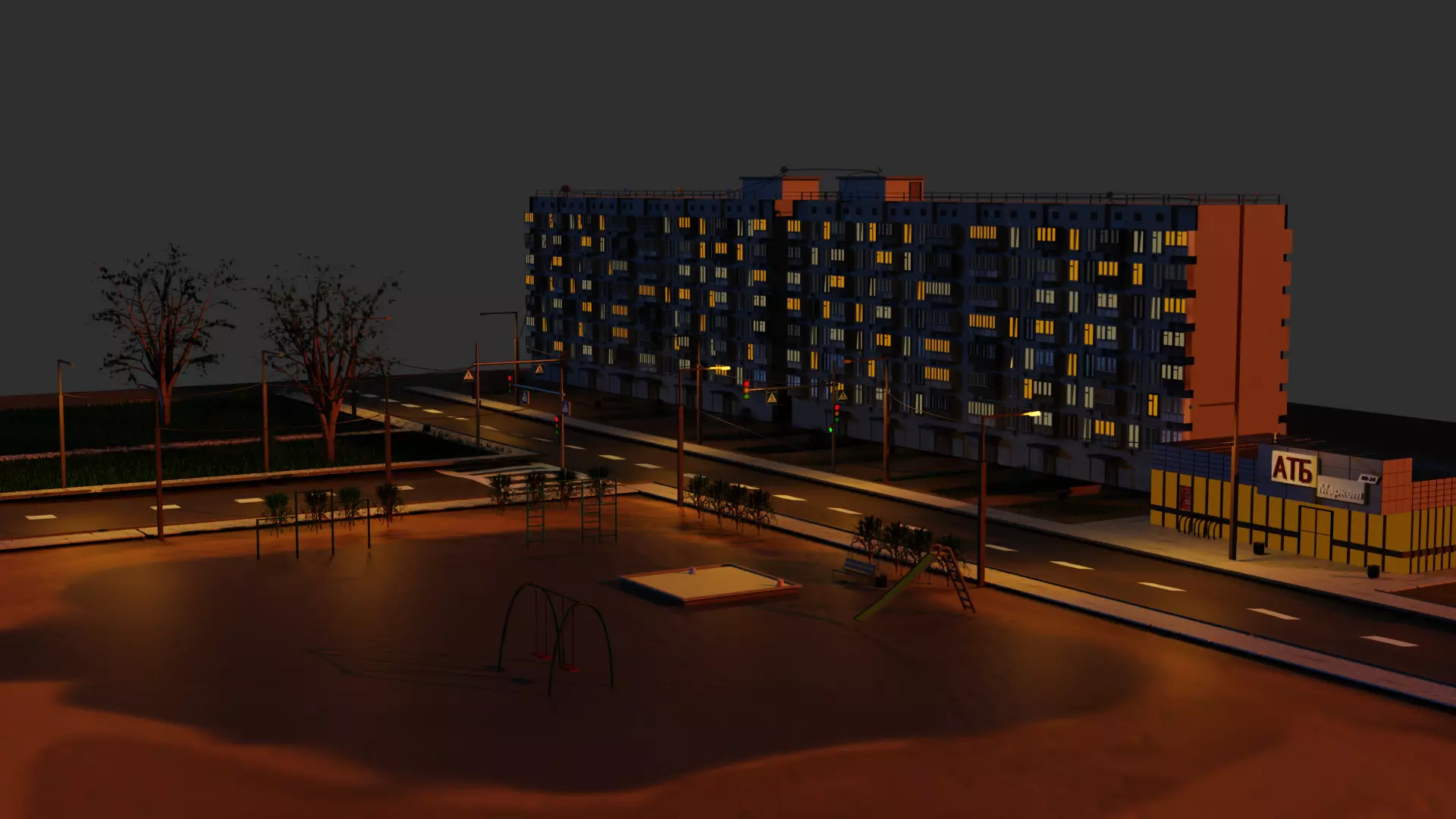 block of flat Free 3D model_0