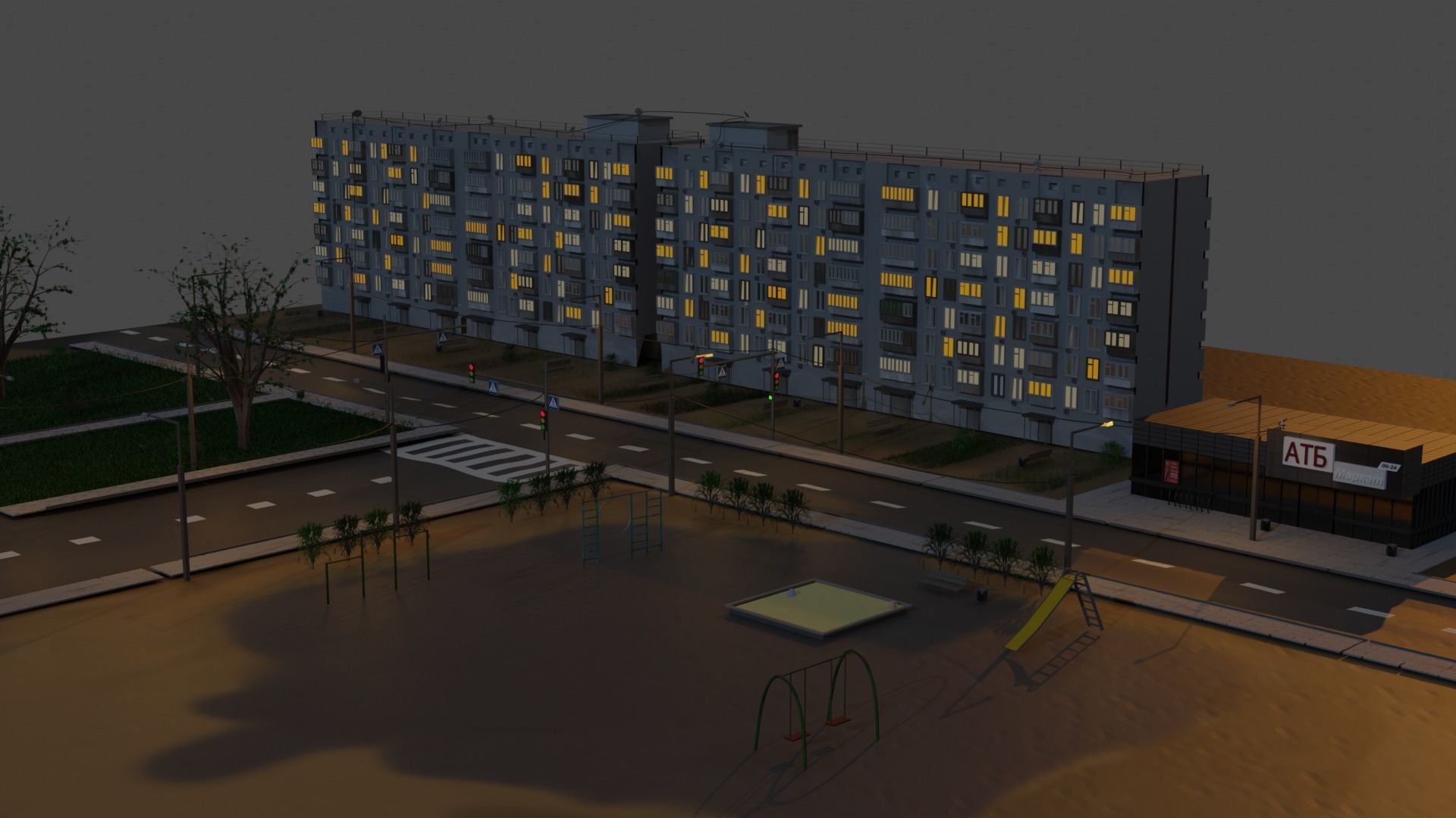 block of flat Free 3D model_4