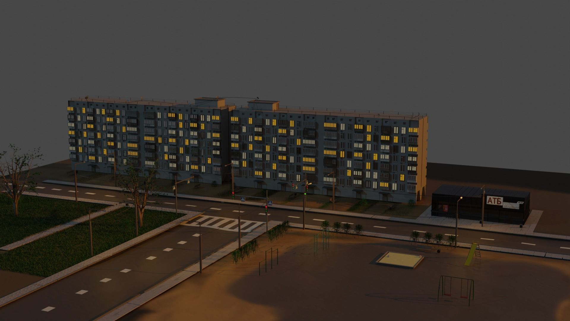 block of flat Free 3D model_1