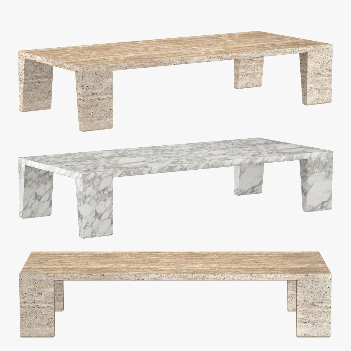 WYETH ITALIAN TRAVERTINE COFFEE TABLE 3D model_8