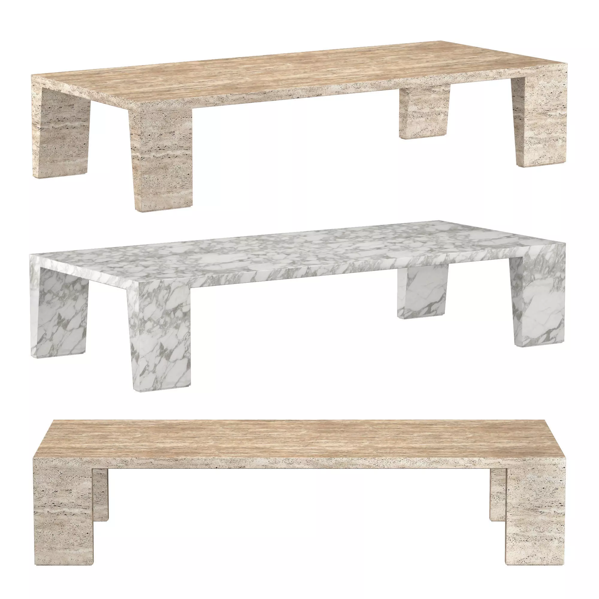 WYETH ITALIAN TRAVERTINE COFFEE TABLE 3D model_0