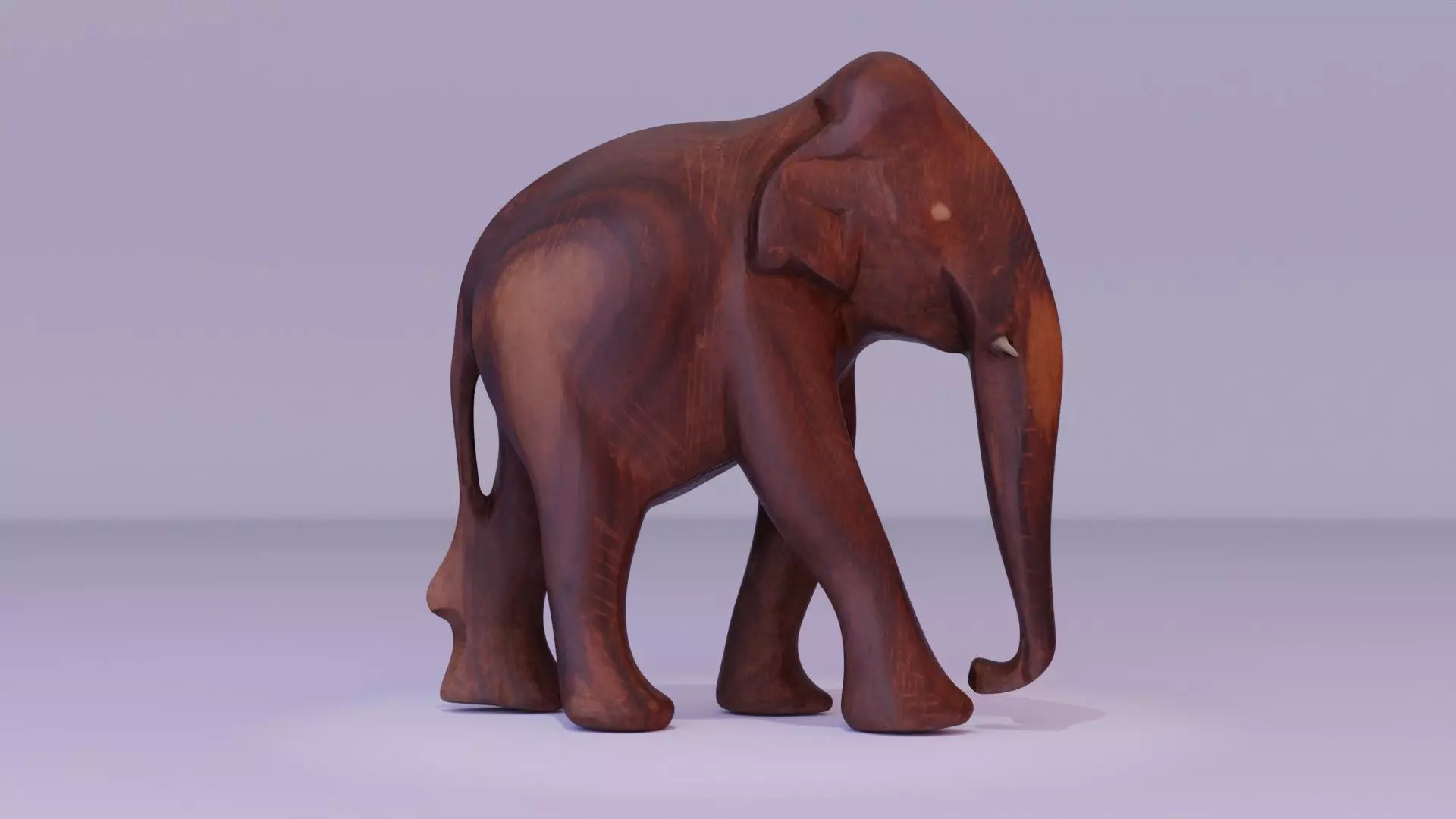 Elephant wood handmade sculpture Low-poly 3D model_0