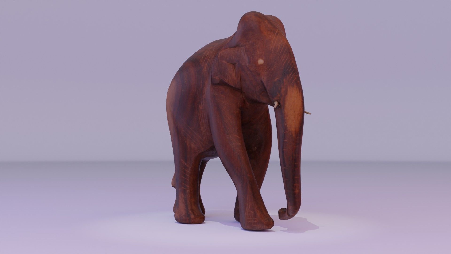 Elephant wood handmade sculpture Low-poly 3D model_9