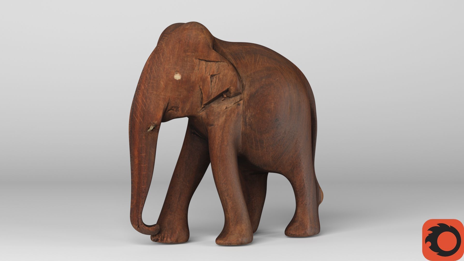 Elephant wood handmade sculpture Low-poly 3D model_12