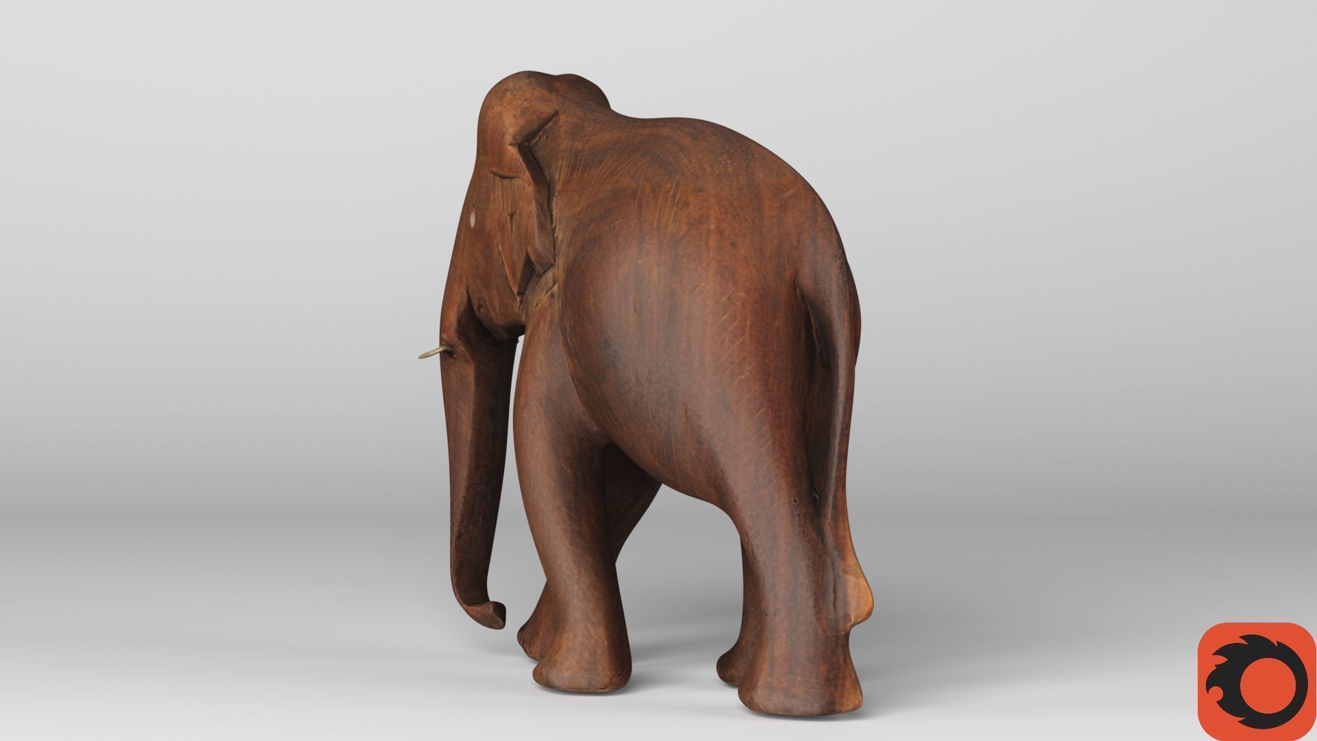 Elephant wood handmade sculpture Low-poly 3D model_13