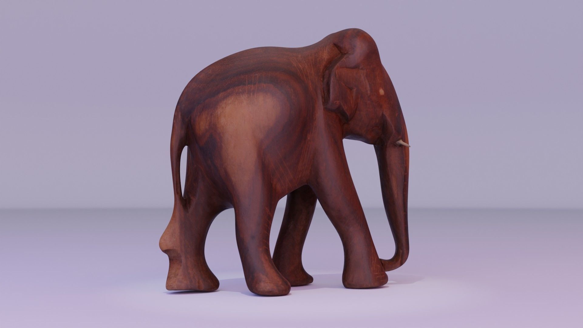 Elephant wood handmade sculpture Low-poly 3D model_1
