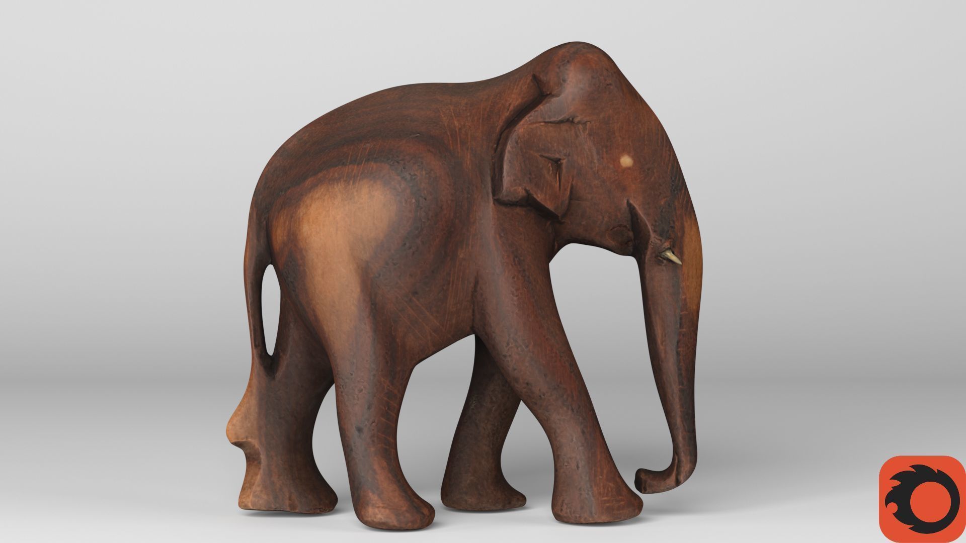 Elephant wood handmade sculpture Low-poly 3D model_10