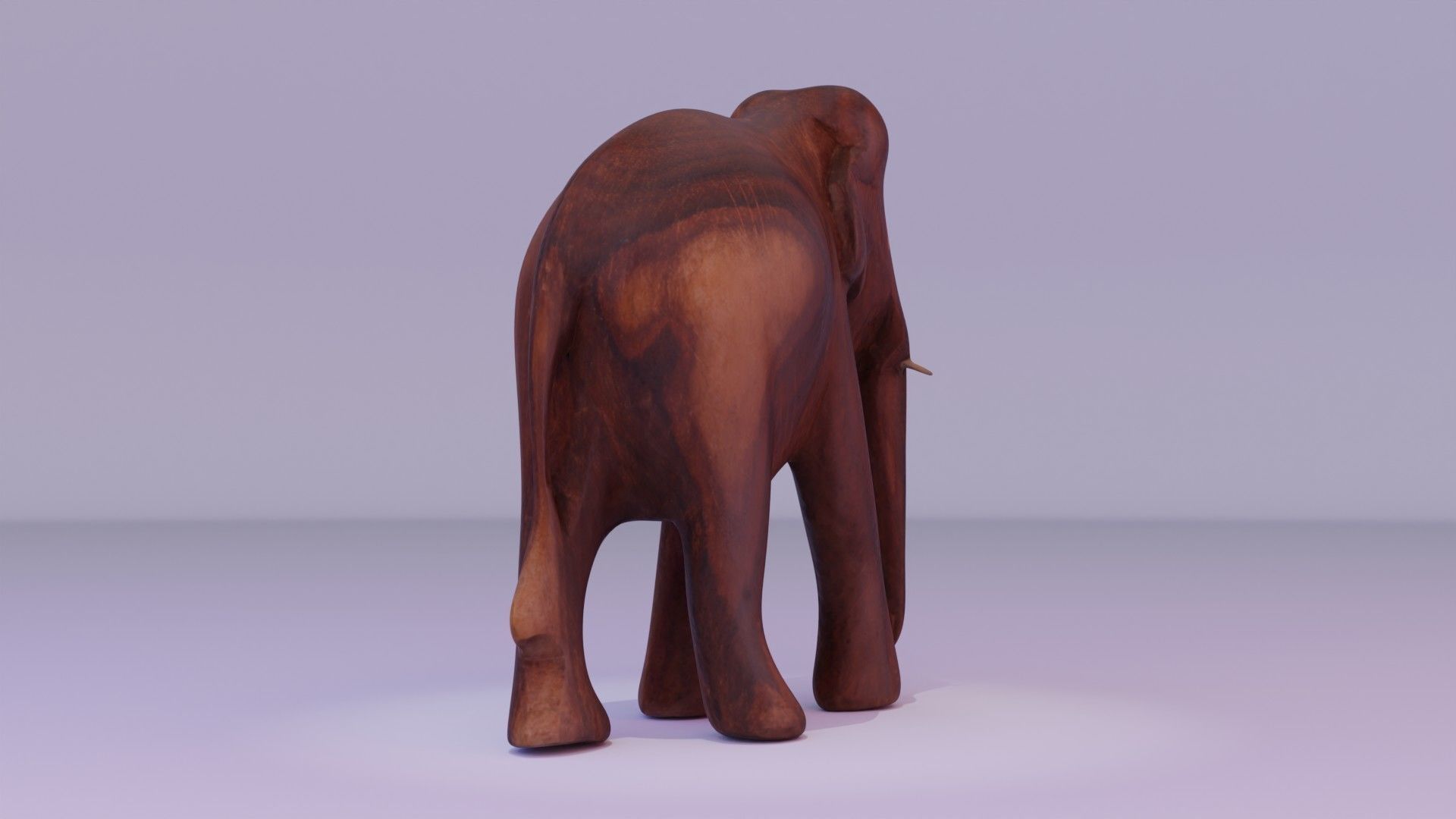 Elephant wood handmade sculpture Low-poly 3D model_2