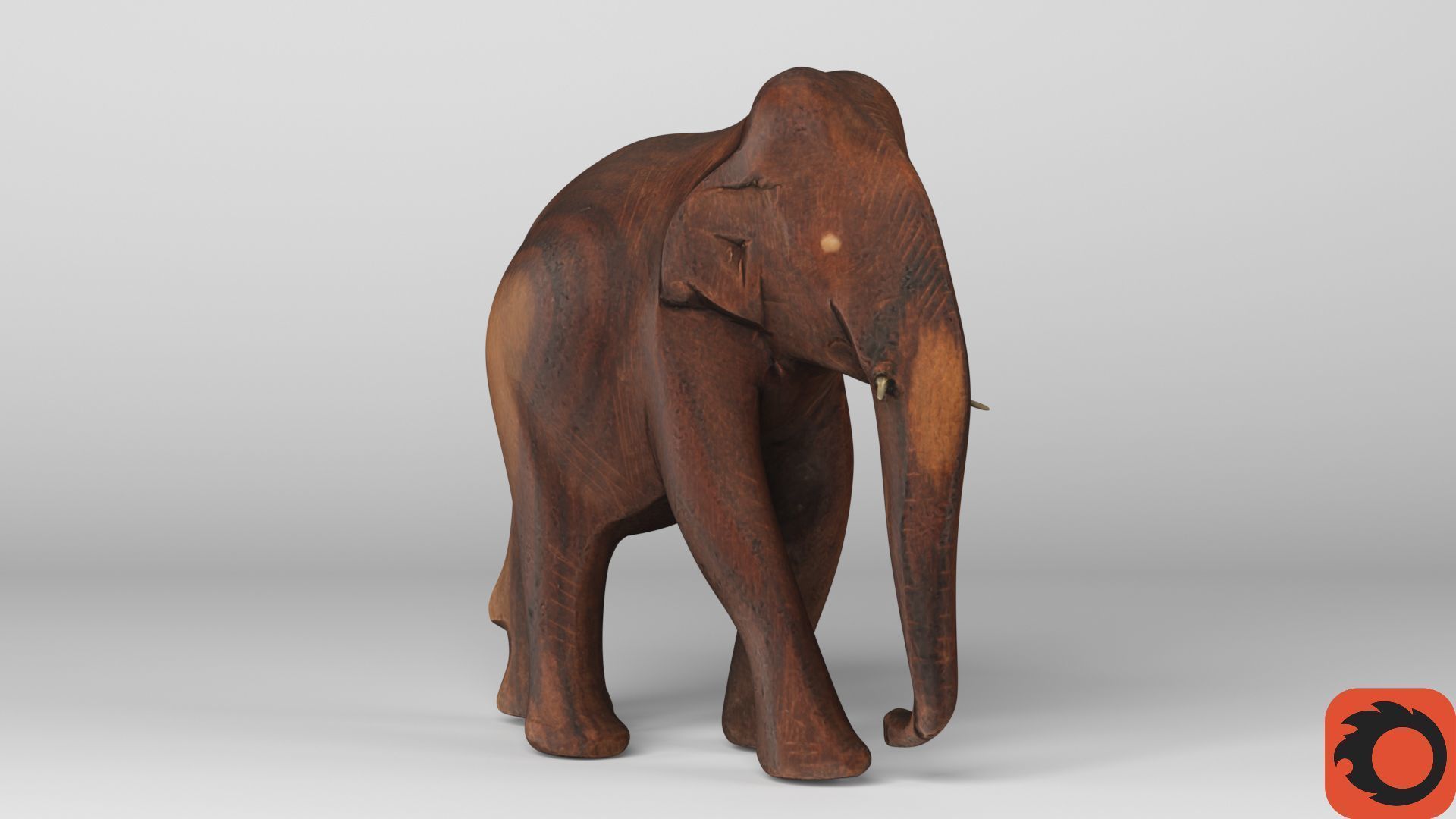 Elephant wood handmade sculpture Low-poly 3D model_11