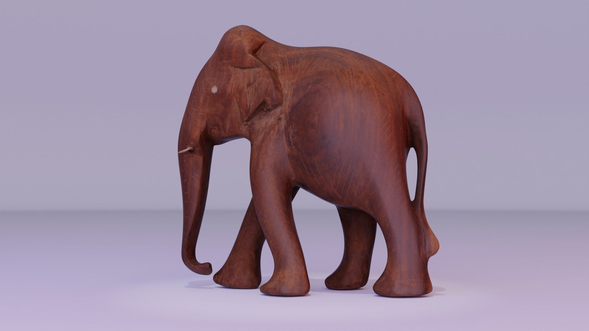 Elephant wood handmade sculpture Low-poly 3D model_5