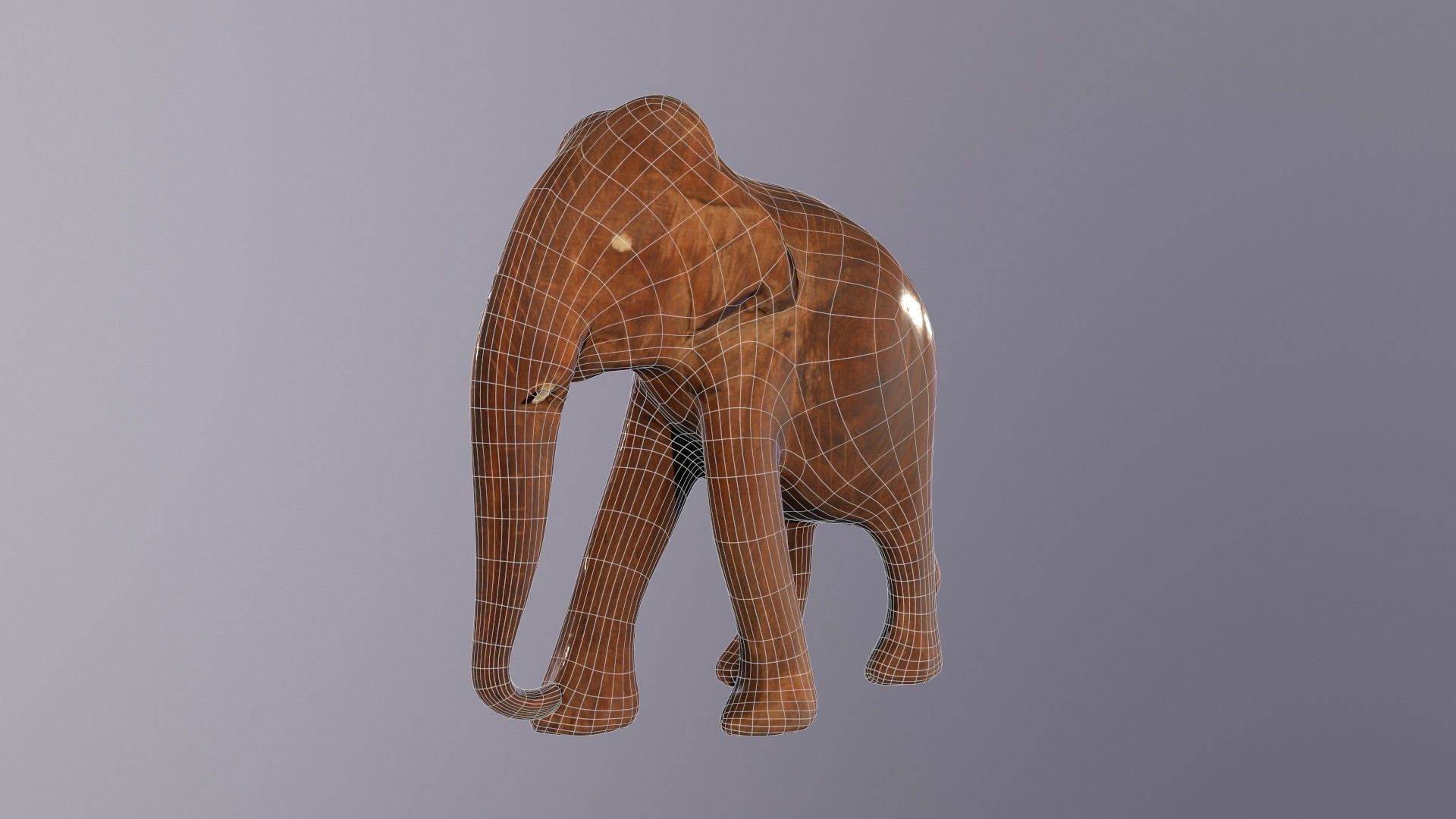Elephant wood handmade sculpture Low-poly 3D model_27