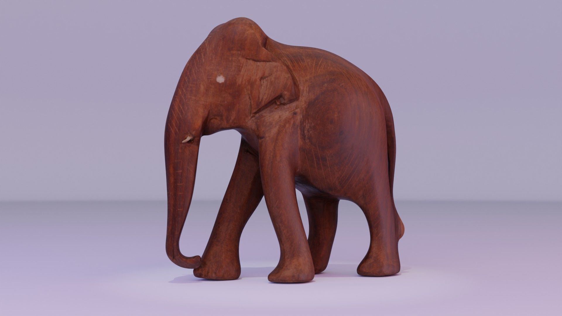 Elephant wood handmade sculpture Low-poly 3D model_6