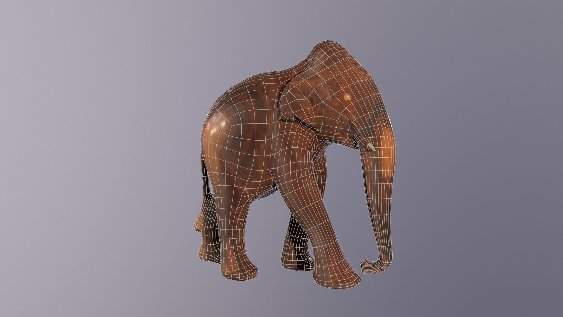 Elephant wood handmade sculpture Low-poly 3D model_26