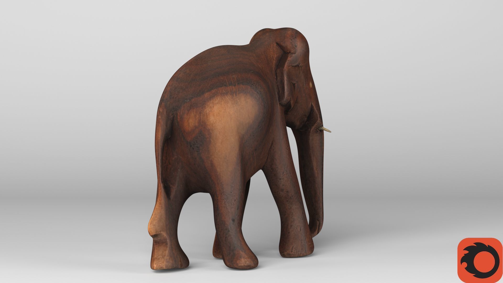 Elephant wood handmade sculpture Low-poly 3D model_14
