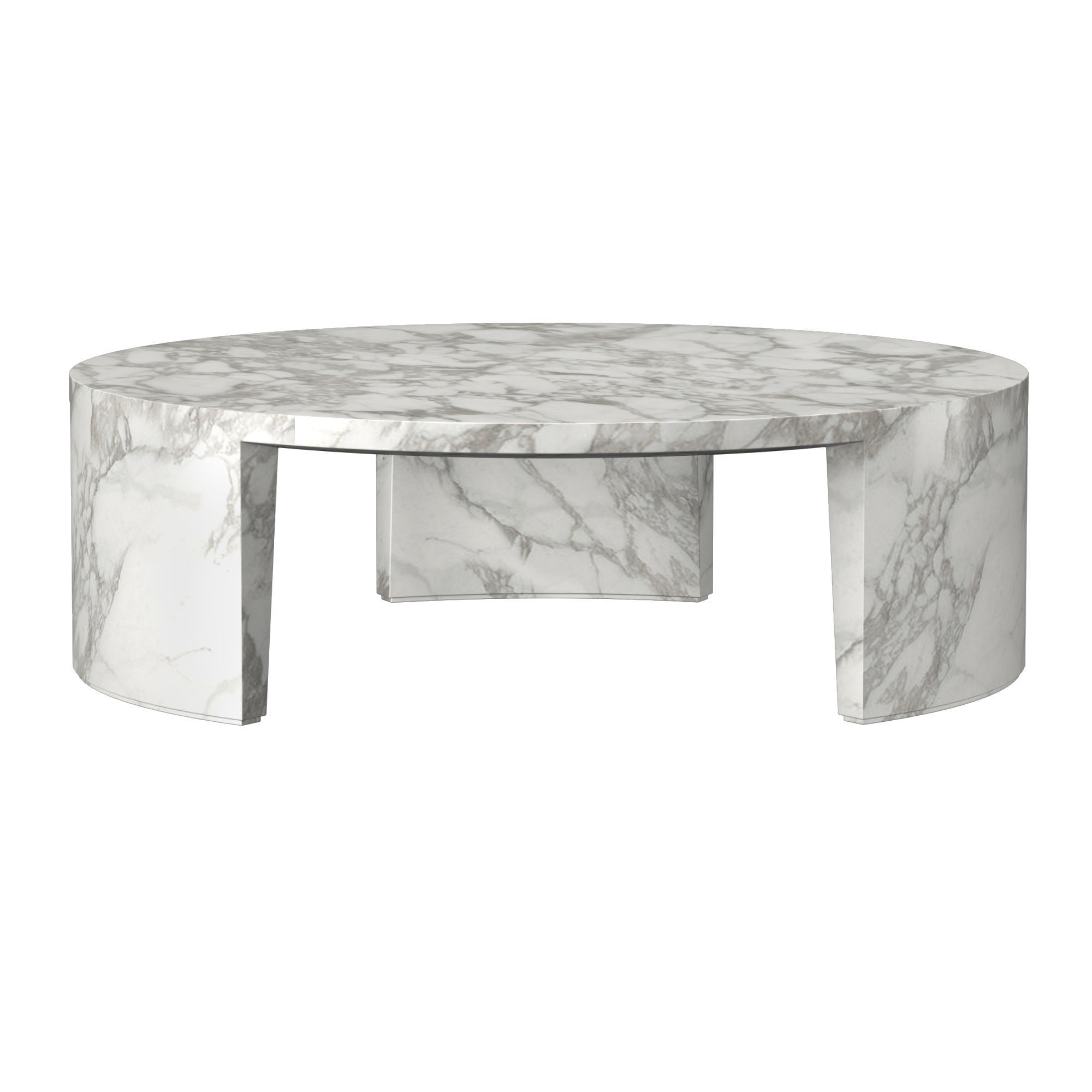 WYETH ITALIAN TRAVERTINE ROUND COFFEE TABLE 3D model_5
