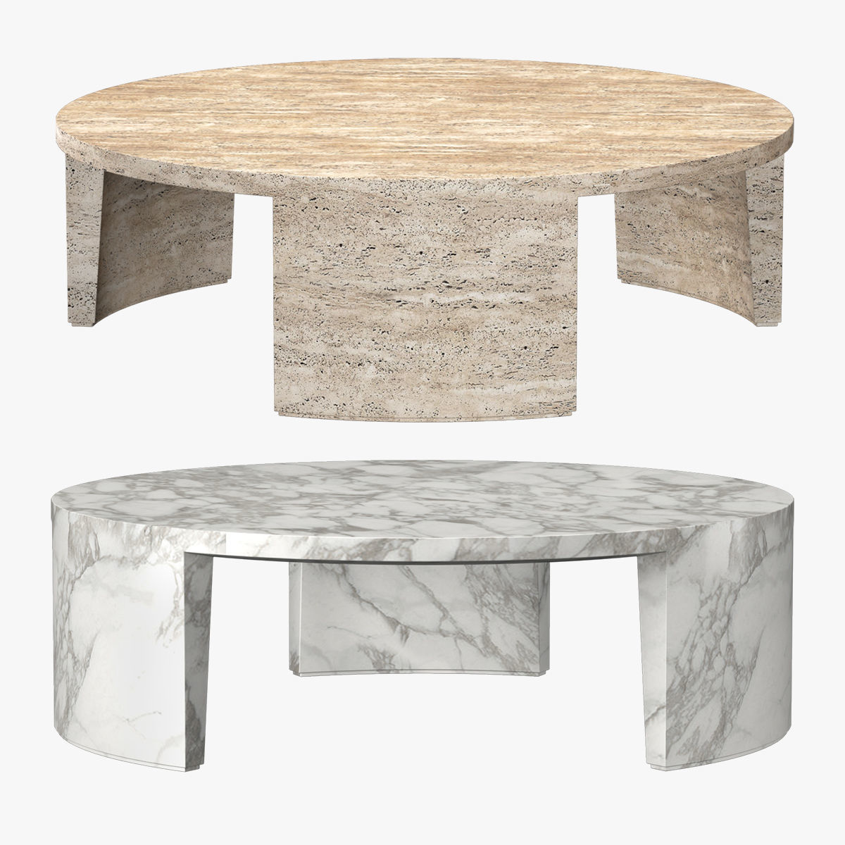 WYETH ITALIAN TRAVERTINE ROUND COFFEE TABLE 3D model_8