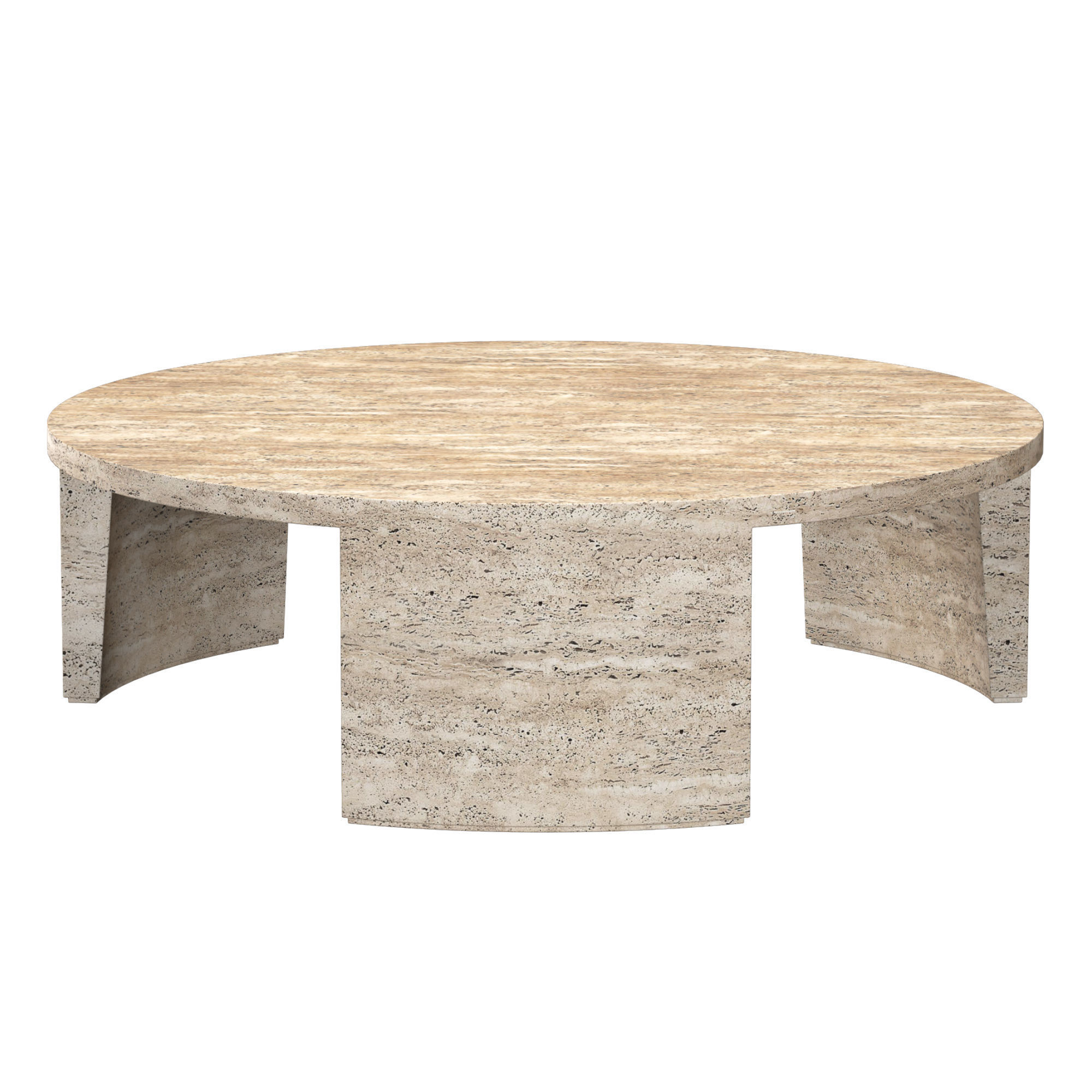 WYETH ITALIAN TRAVERTINE ROUND COFFEE TABLE 3D model_1