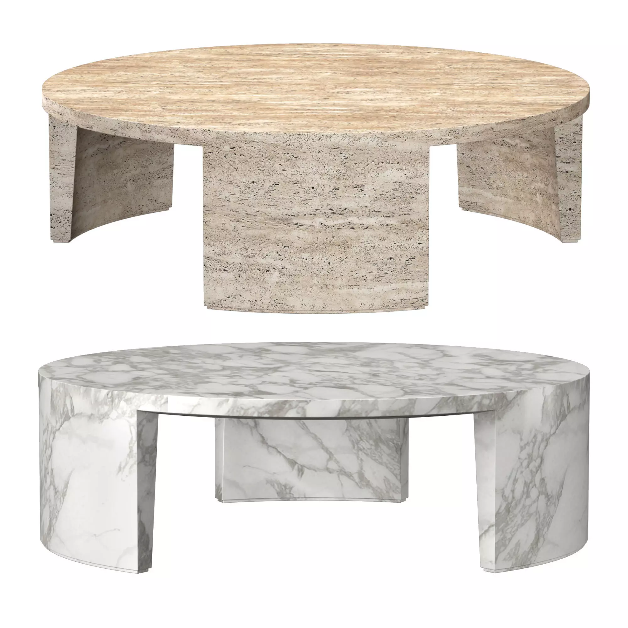 WYETH ITALIAN TRAVERTINE ROUND COFFEE TABLE 3D model_0