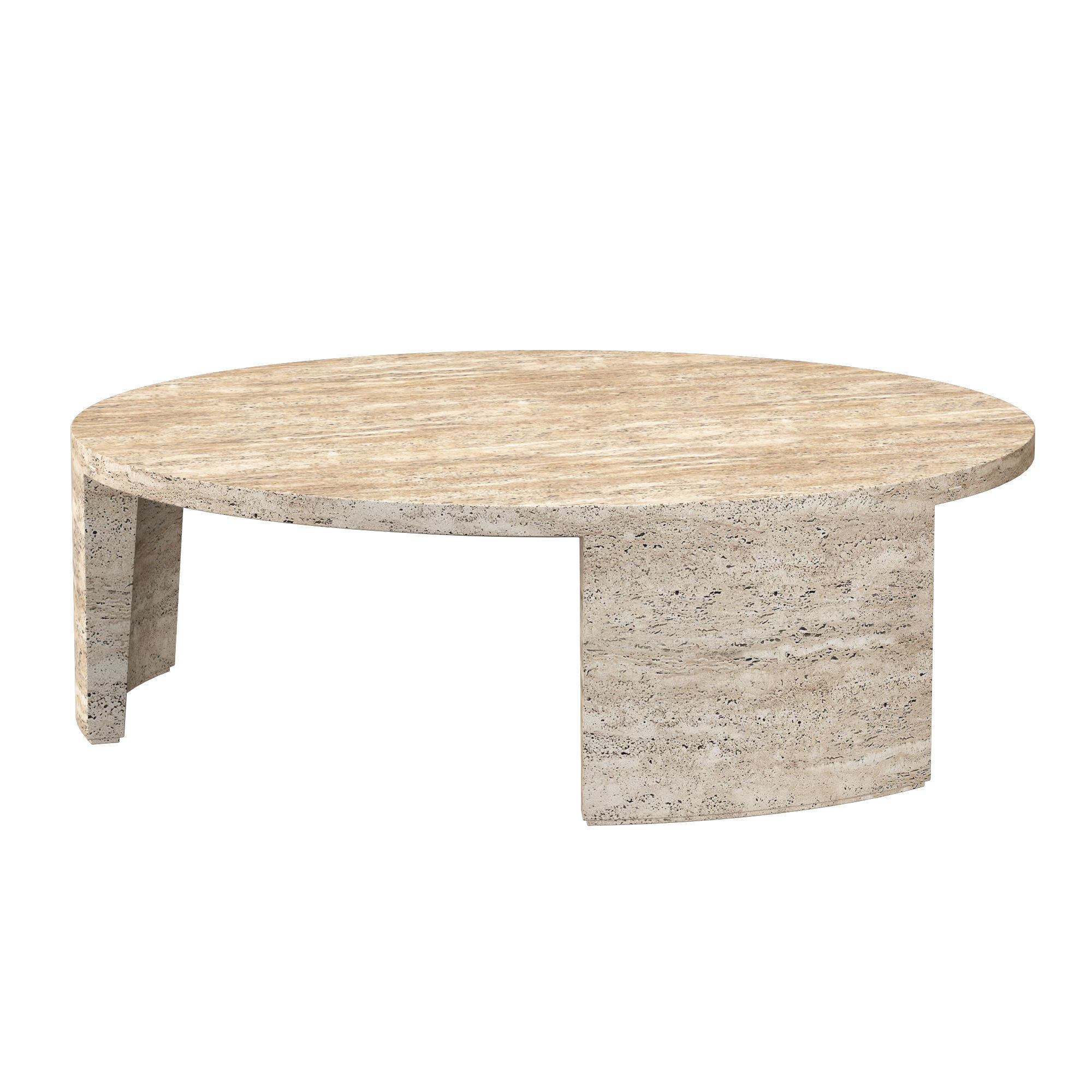 WYETH ITALIAN TRAVERTINE ROUND COFFEE TABLE 3D model_3