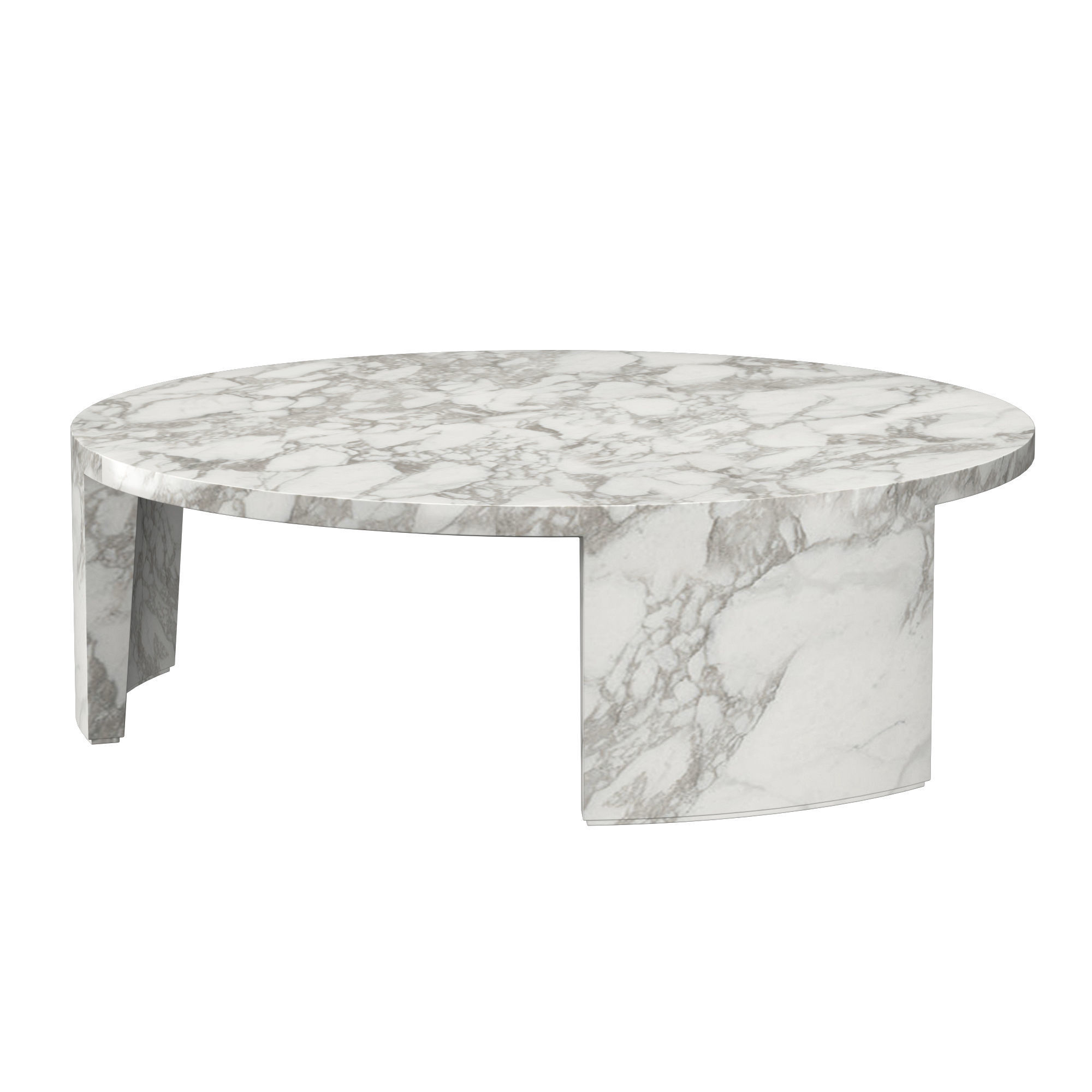 WYETH ITALIAN TRAVERTINE ROUND COFFEE TABLE 3D model_4