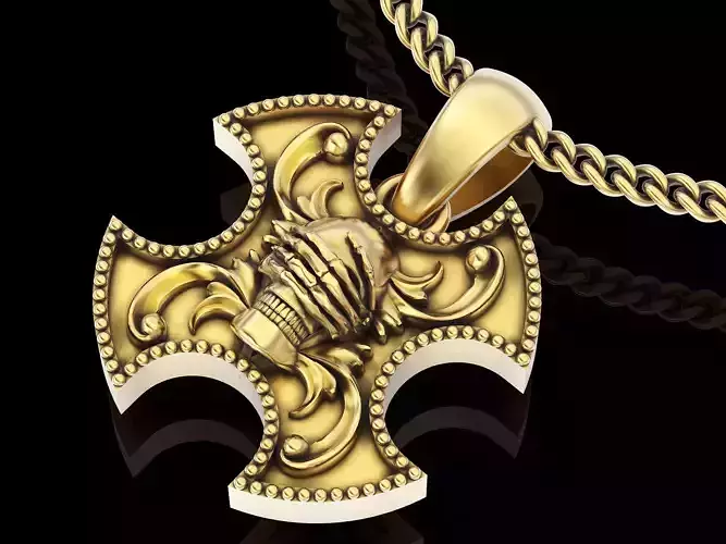 Skull cross pendant  gold printable jewelry 3D model