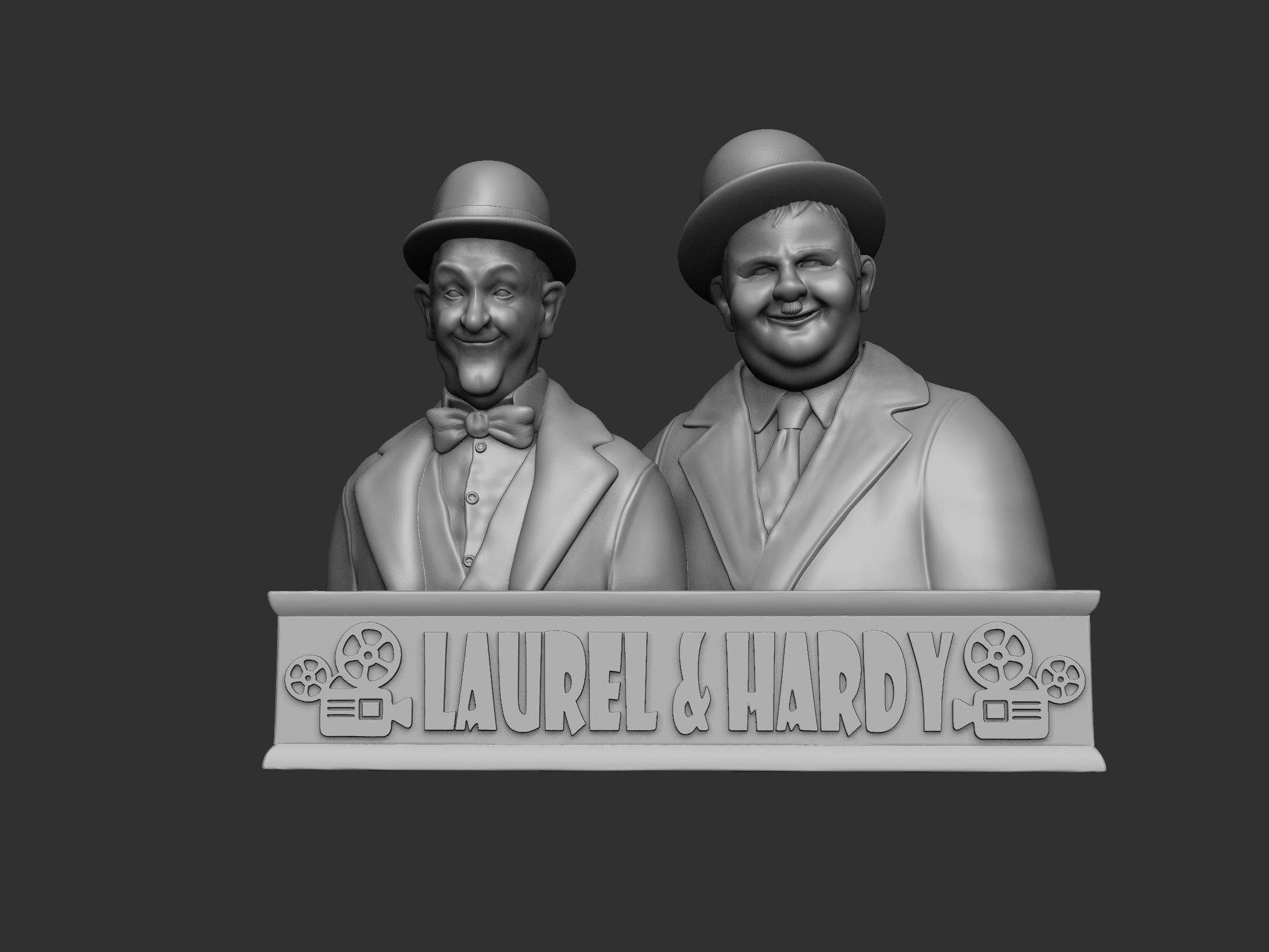Laurel and Hardy Bust 3D print model_1