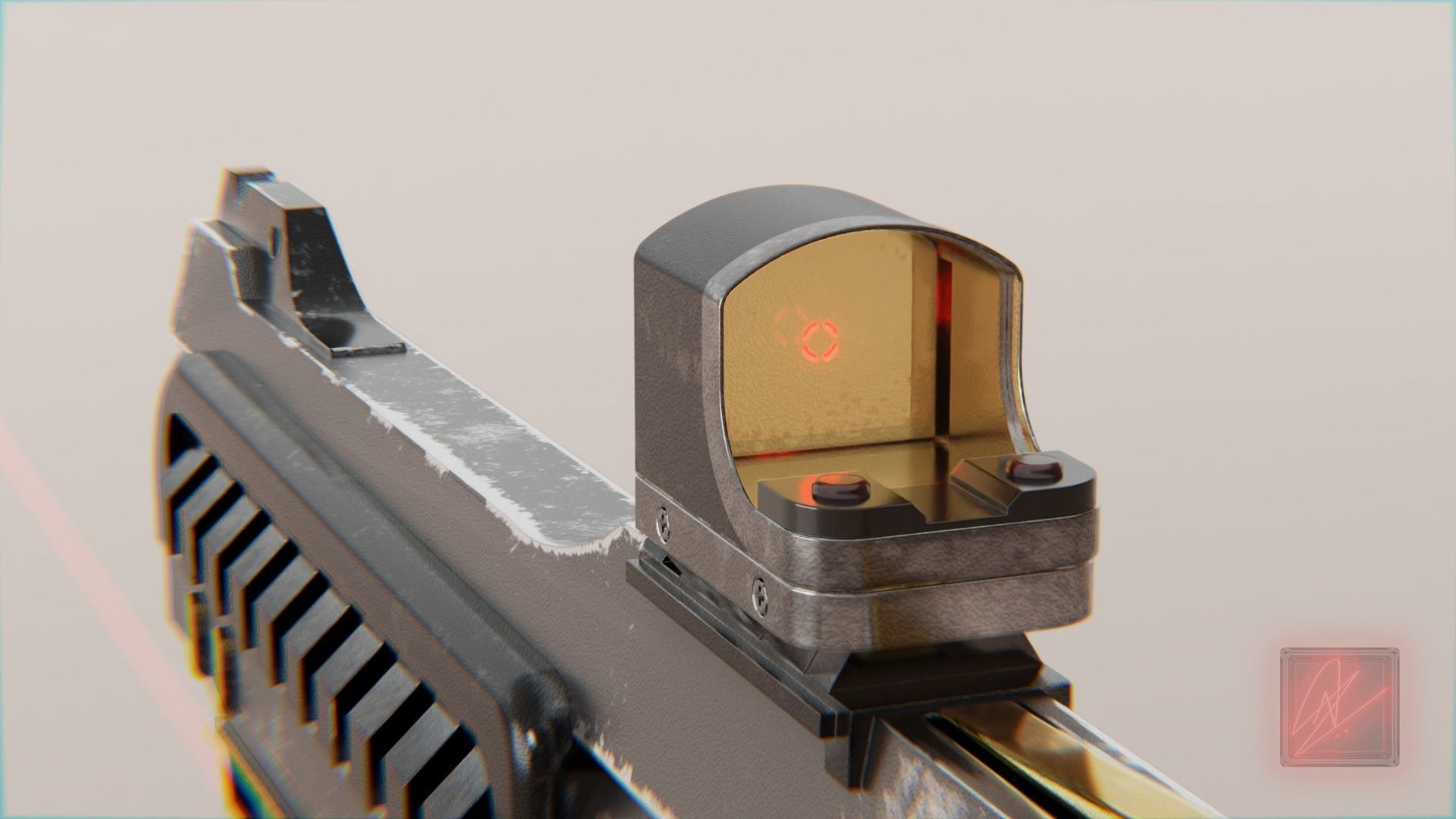 vintage stylized revolver low poly Low-poly 3D model_5