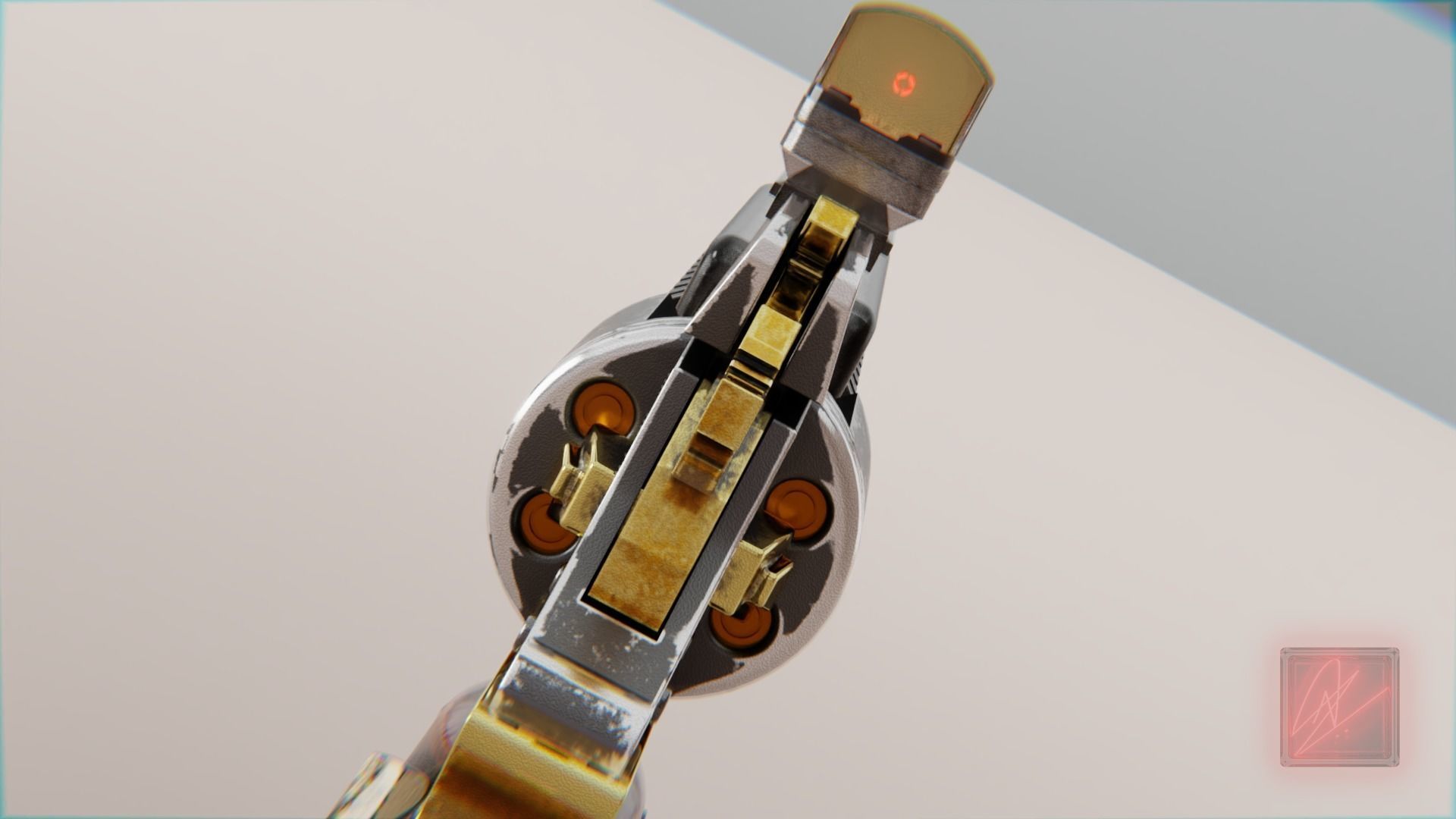 vintage stylized revolver low poly Low-poly 3D model_7