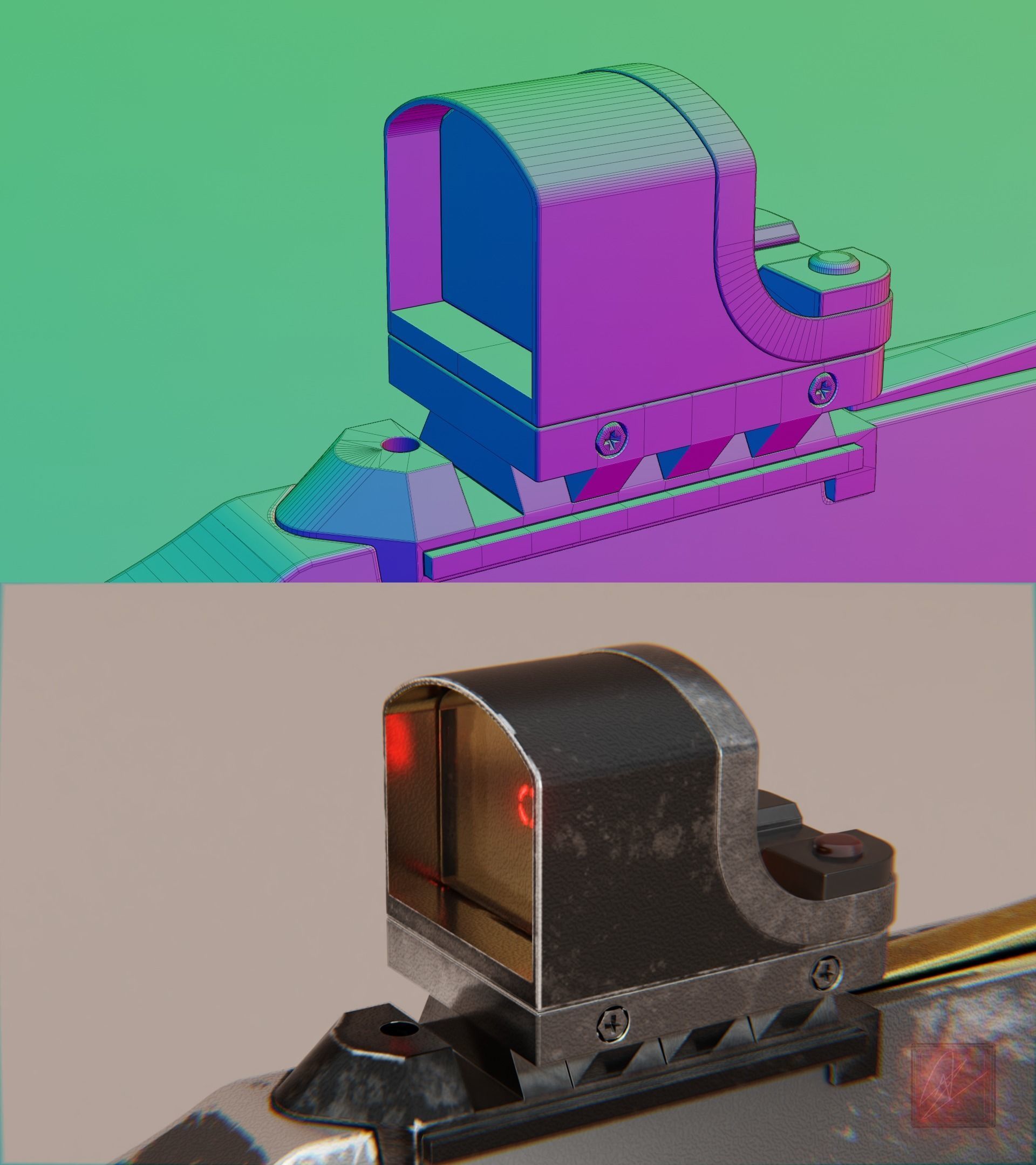 vintage stylized revolver low poly Low-poly 3D model_8