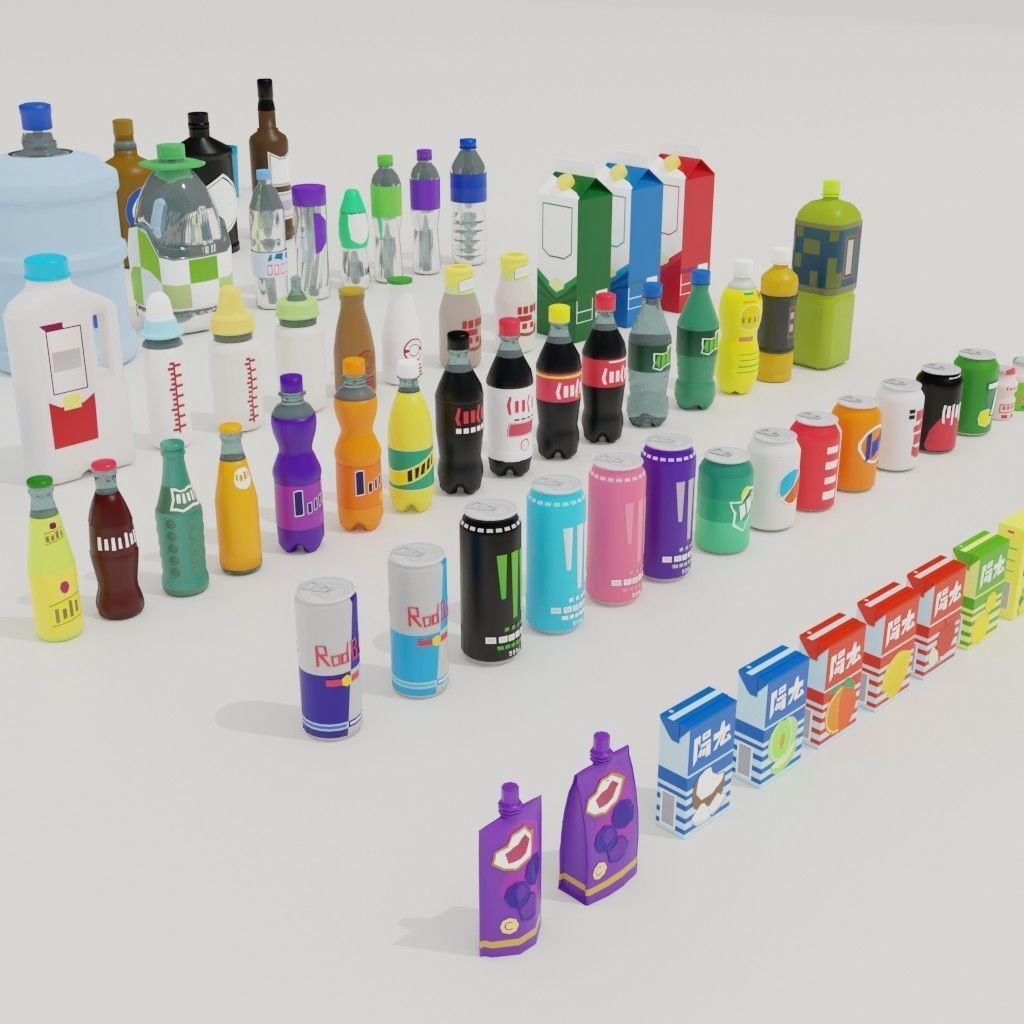 Drink Pack Low-poly 3D model_3