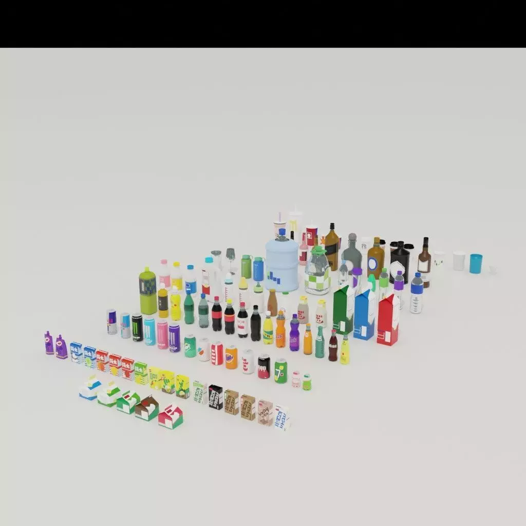 Drink Pack Low-poly 3D model_0
