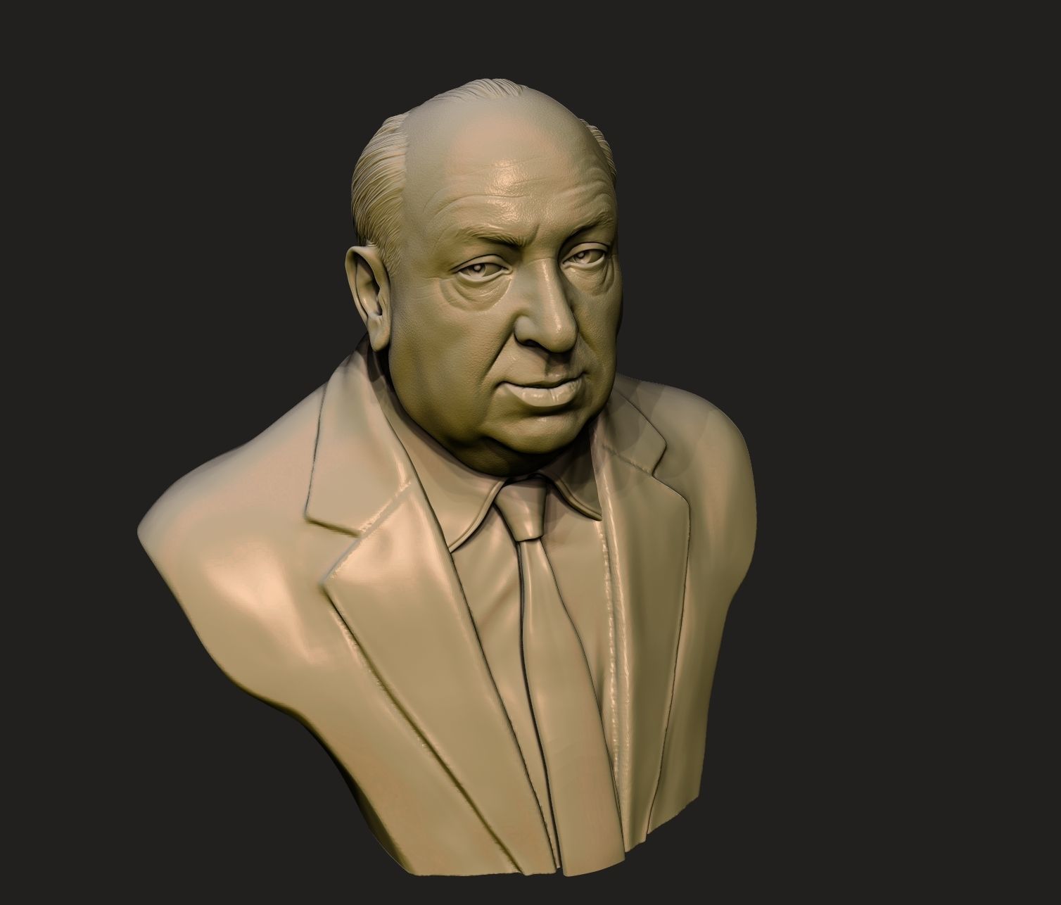 Alfred Hitchcock bust sculpture 3D print model_14