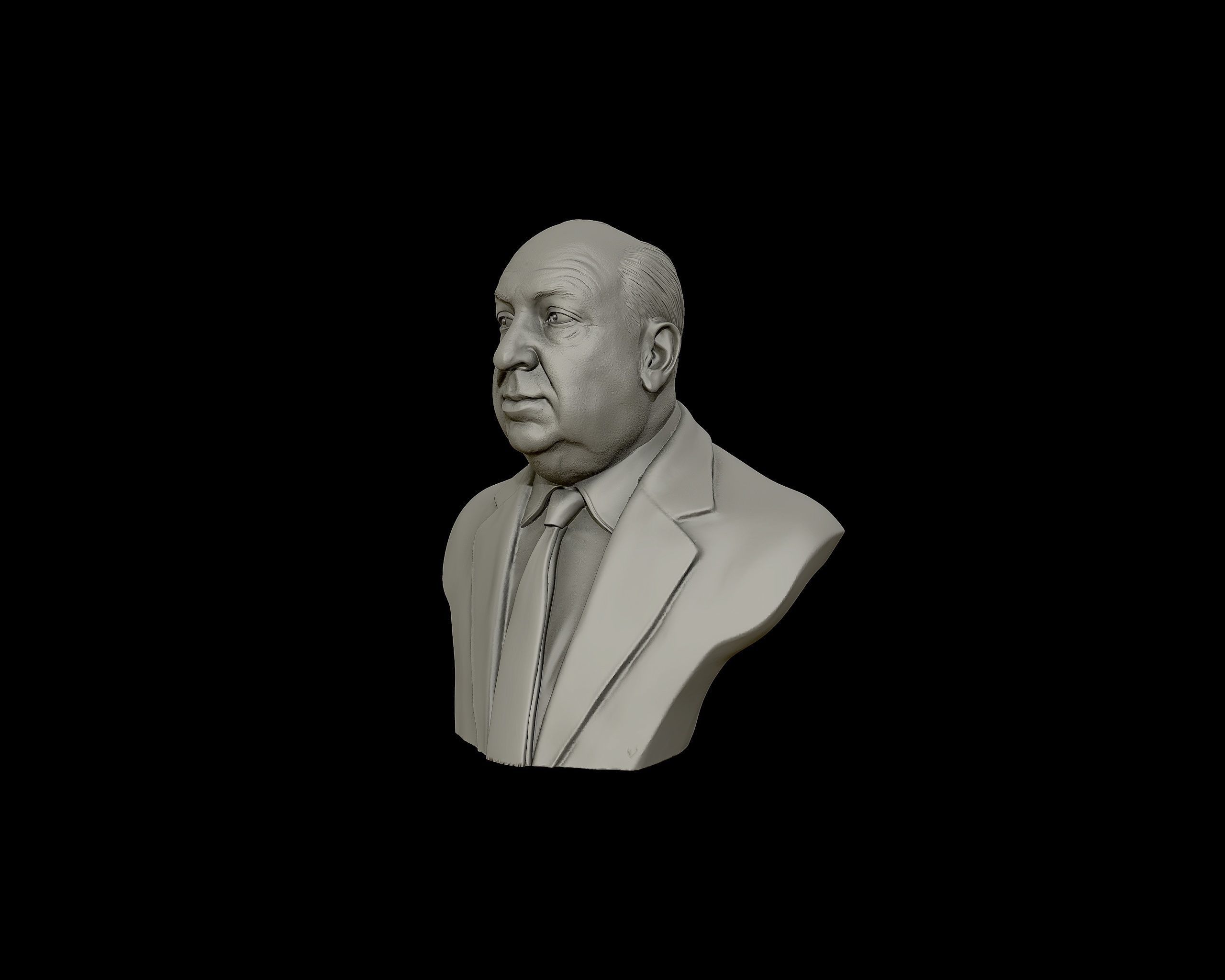 Alfred Hitchcock bust sculpture 3D print model_24