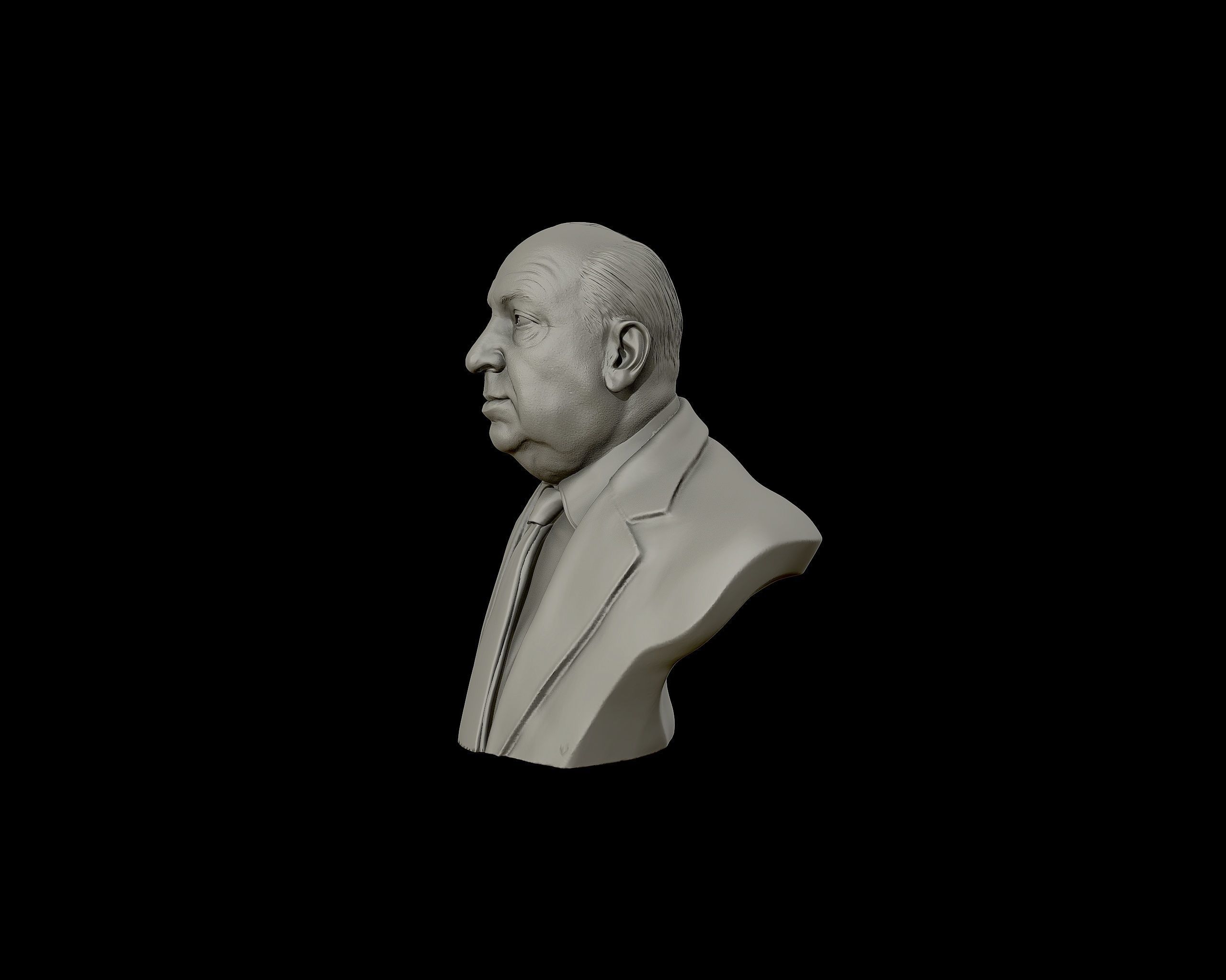 Alfred Hitchcock bust sculpture 3D print model_25