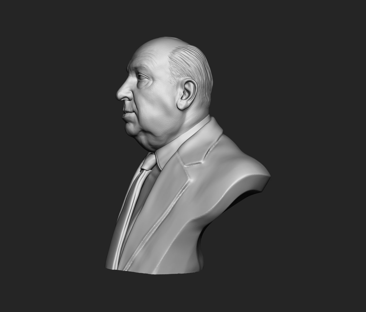 Alfred Hitchcock bust sculpture 3D print model_6