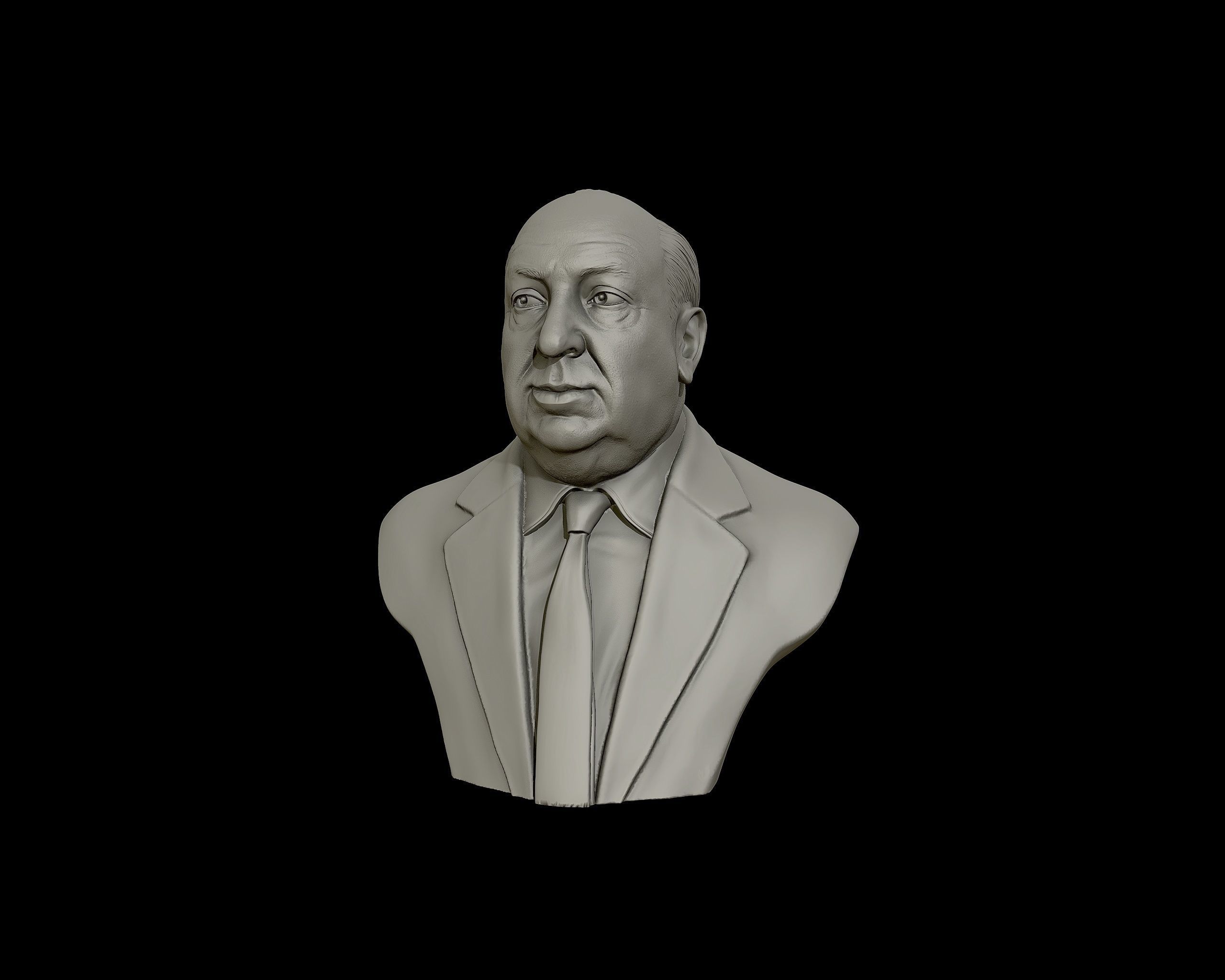 Alfred Hitchcock bust sculpture 3D print model_22