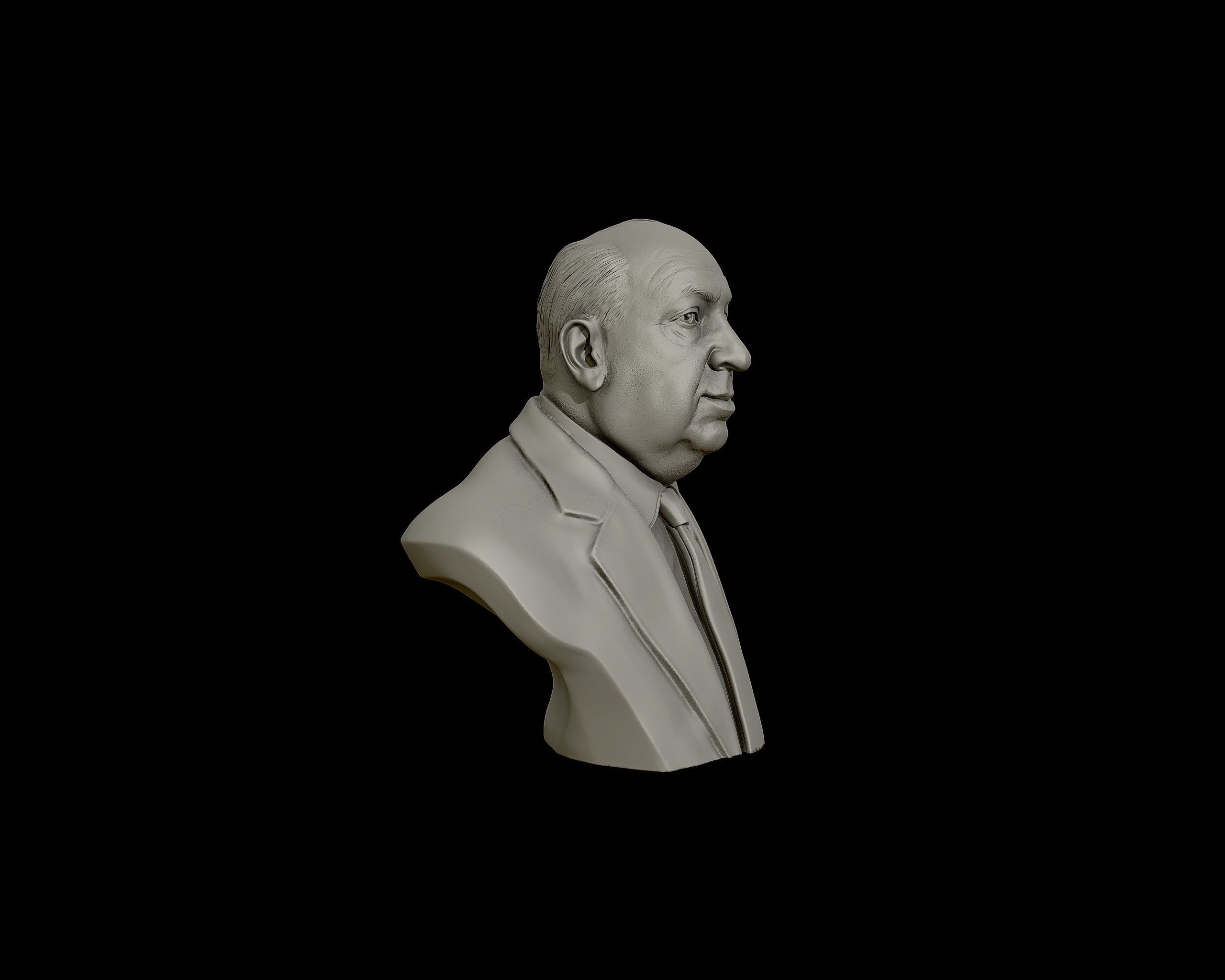 Alfred Hitchcock bust sculpture 3D print model_29