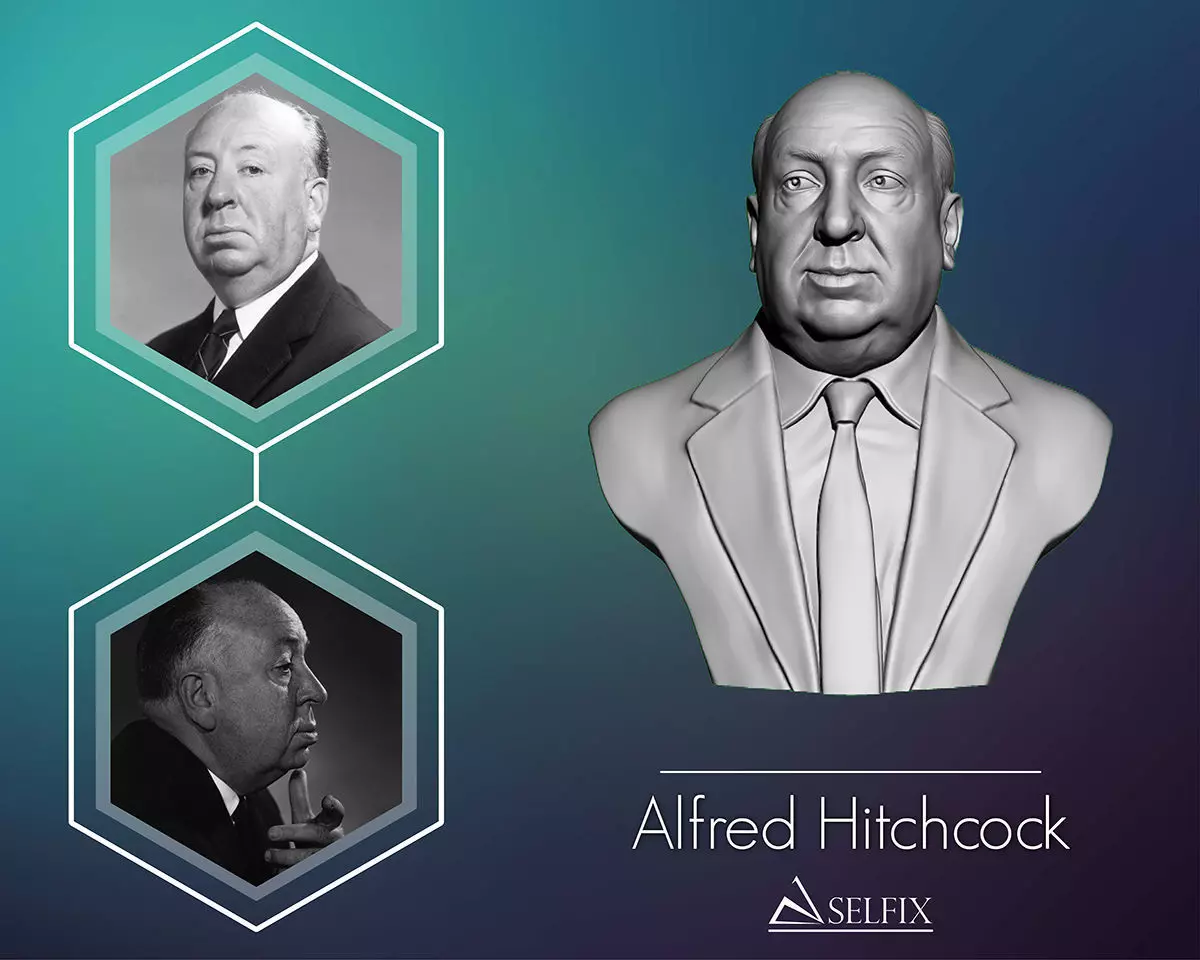 Alfred Hitchcock bust sculpture 3D print model_0