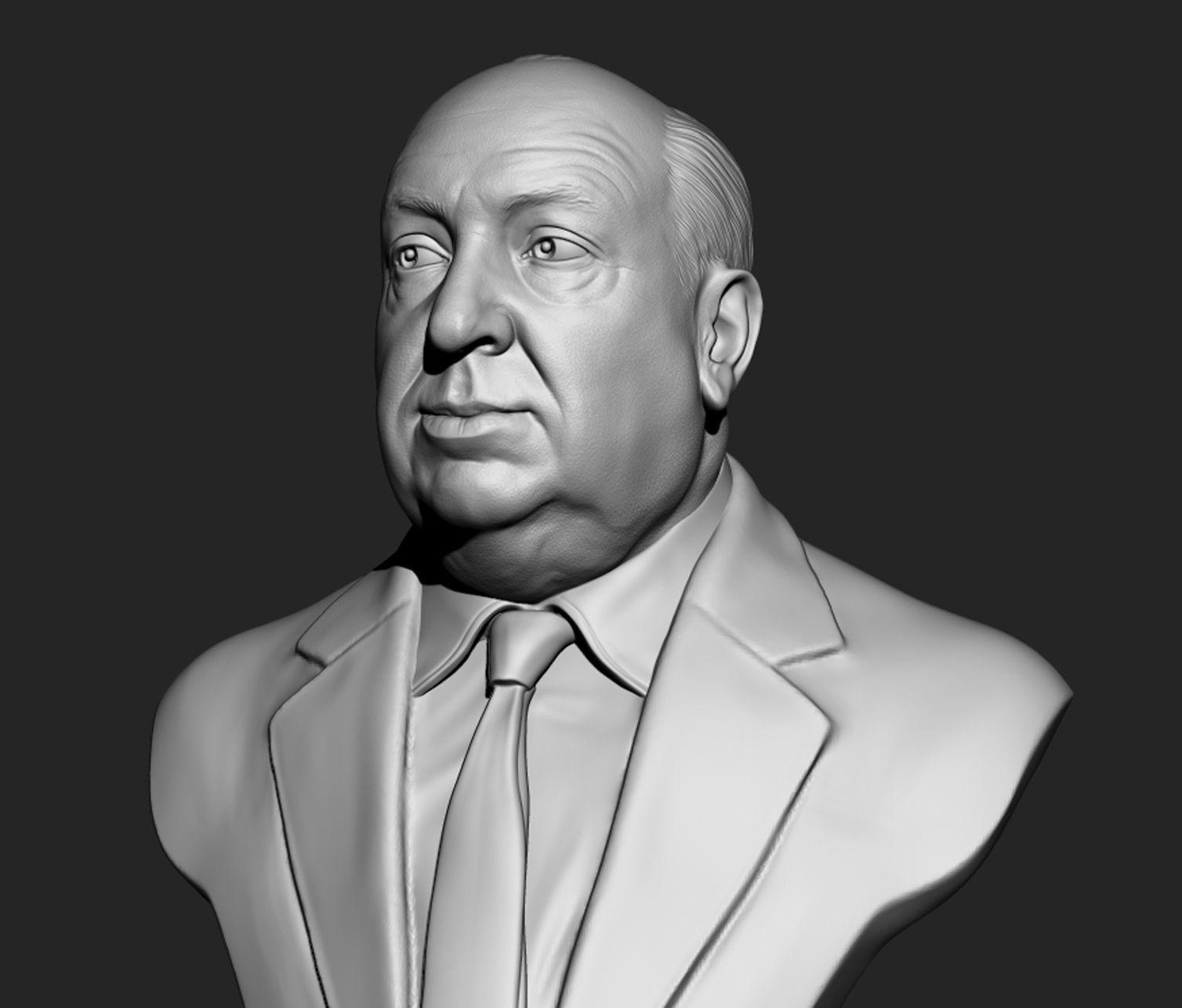 Alfred Hitchcock bust sculpture 3D print model_3
