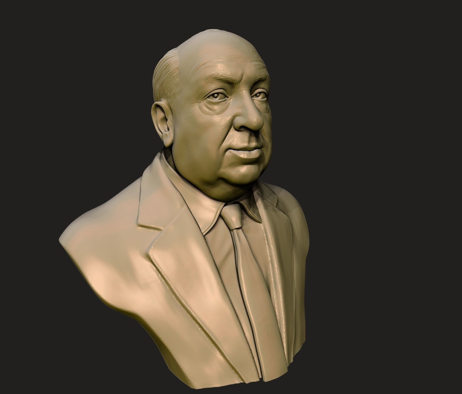 Alfred Hitchcock bust sculpture 3D print model_19