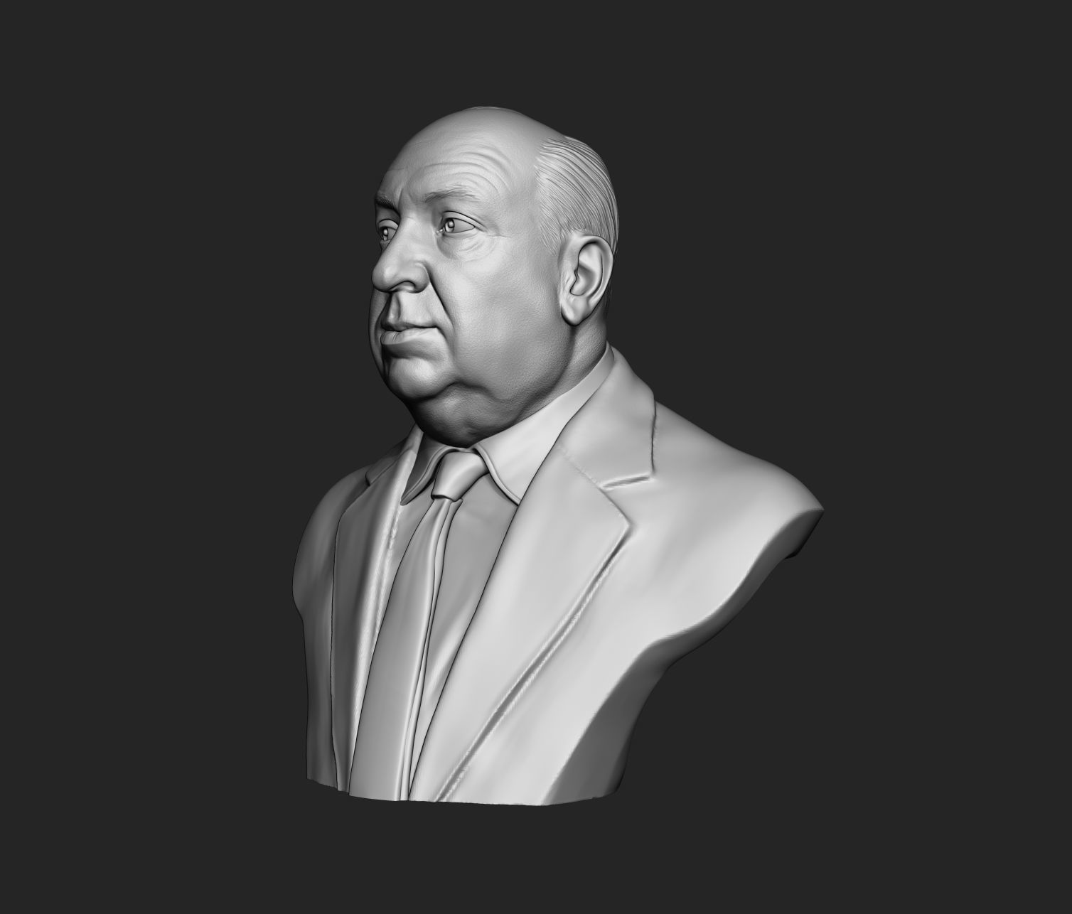 Alfred Hitchcock bust sculpture 3D print model_5