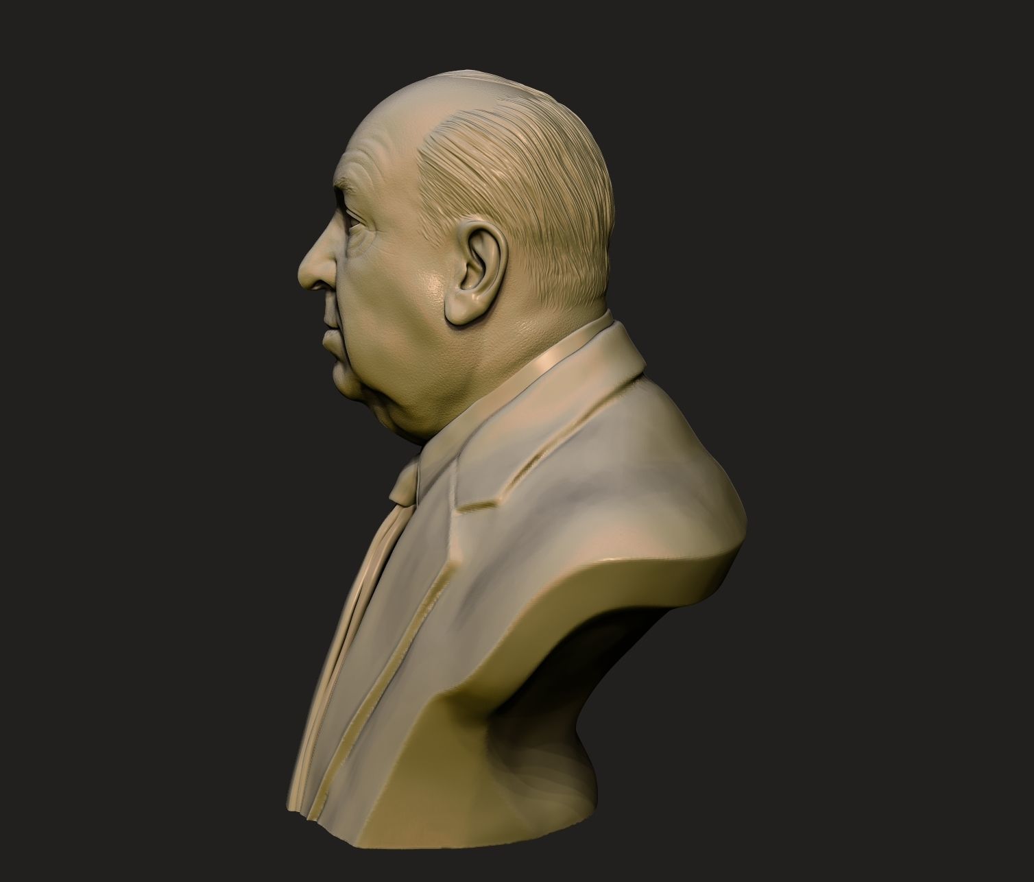Alfred Hitchcock bust sculpture 3D print model_17
